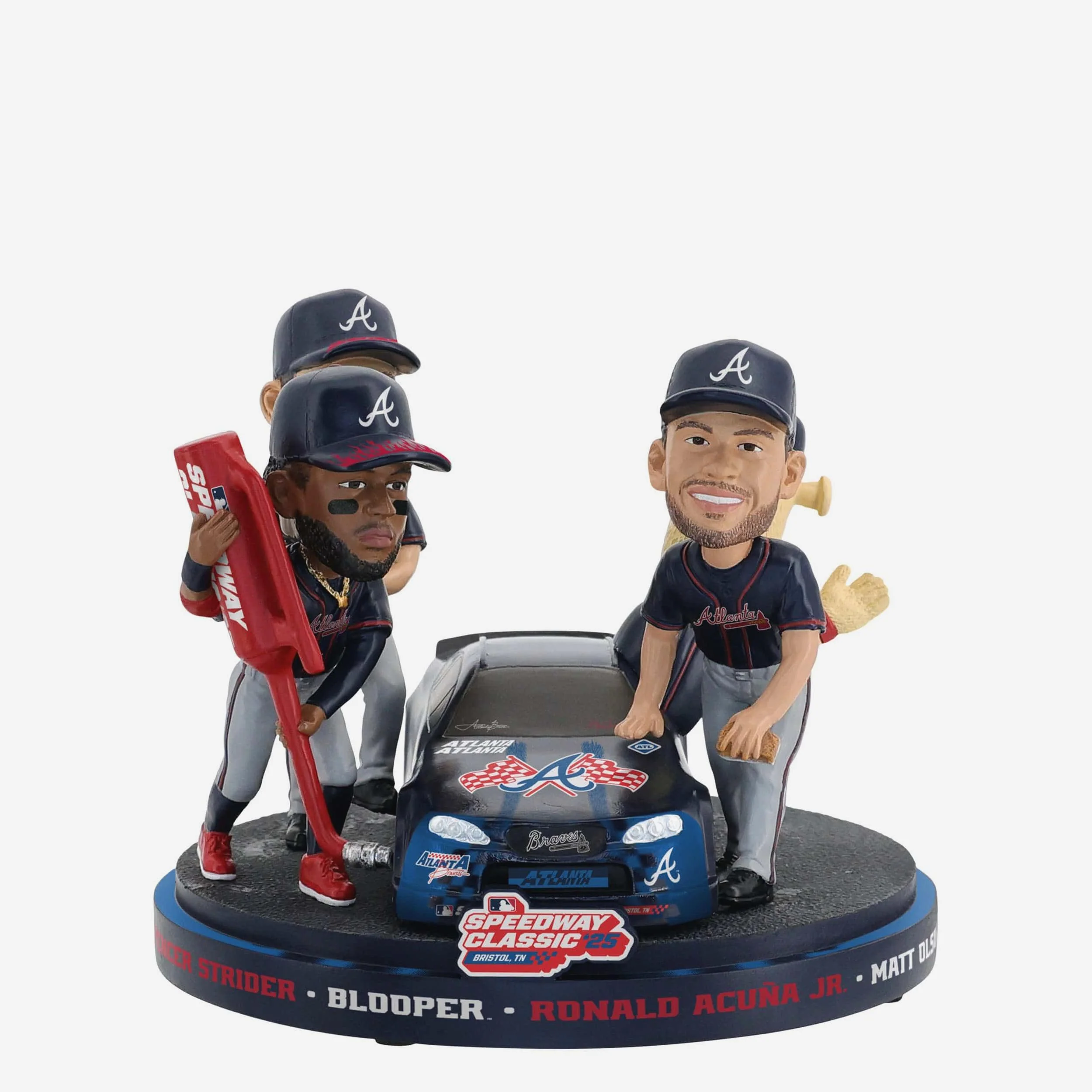 Atlanta Braves 2025 MLB Speedway Classic Pit Crew Mini Bobblehead Scene