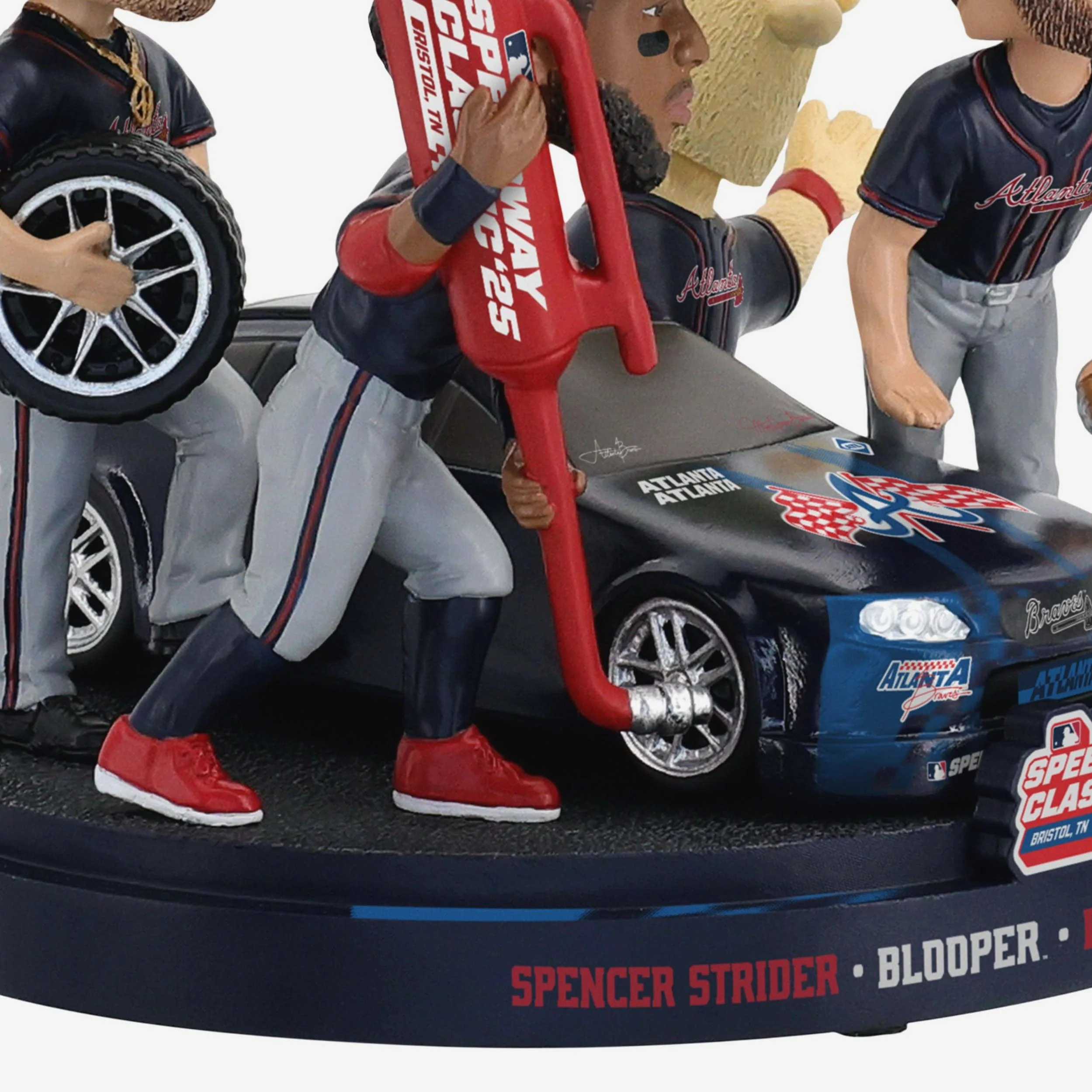 Atlanta Braves 2025 MLB Speedway Classic Pit Crew Mini Bobblehead Scene - Image 4