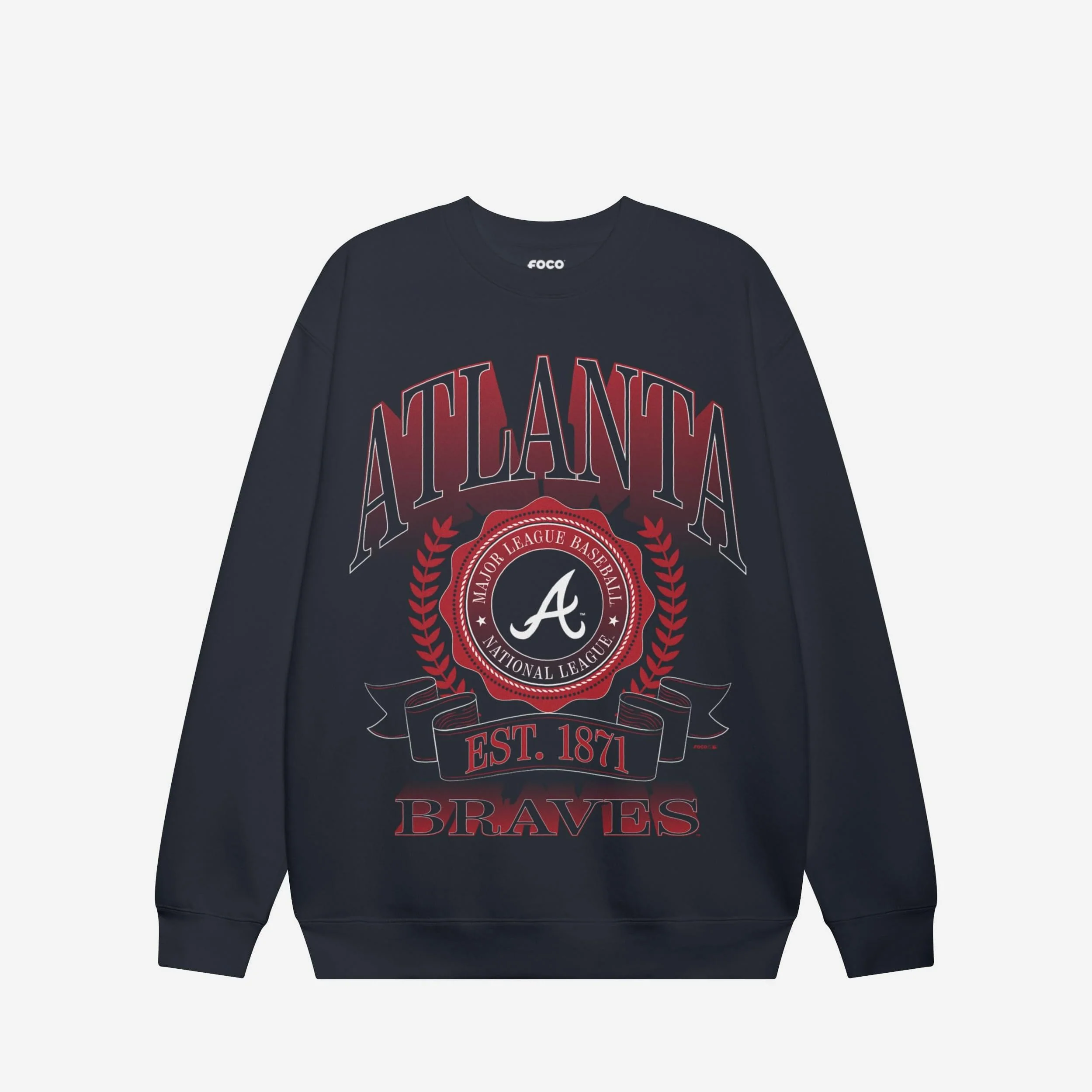 Atlanta Braves Banner Crest Crew Neck Sweatshirt