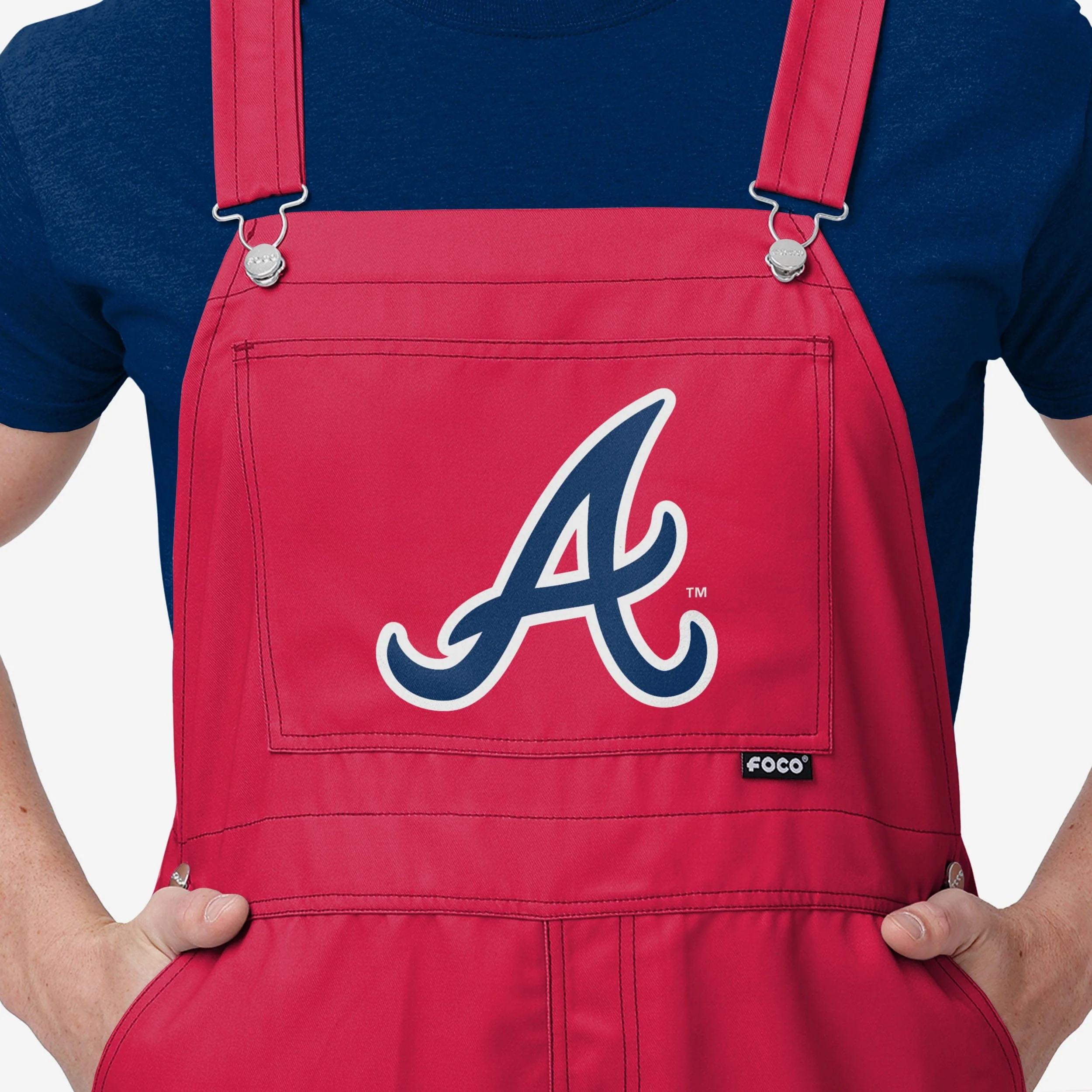 Atlanta Braves Mens Big Logo Bib Overalls - Image 4