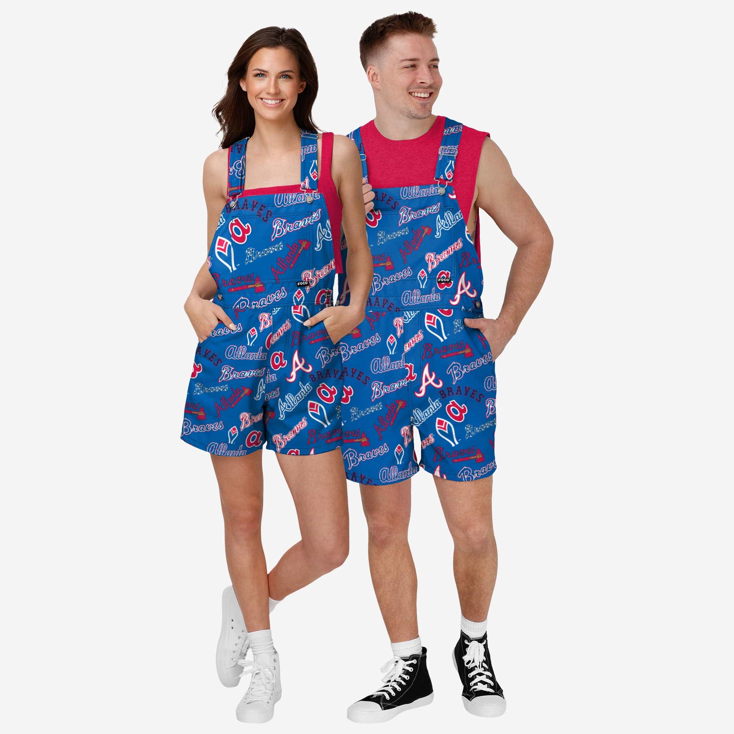 Atlanta Braves Mens Historic Print Bib Shortalls - Image 3