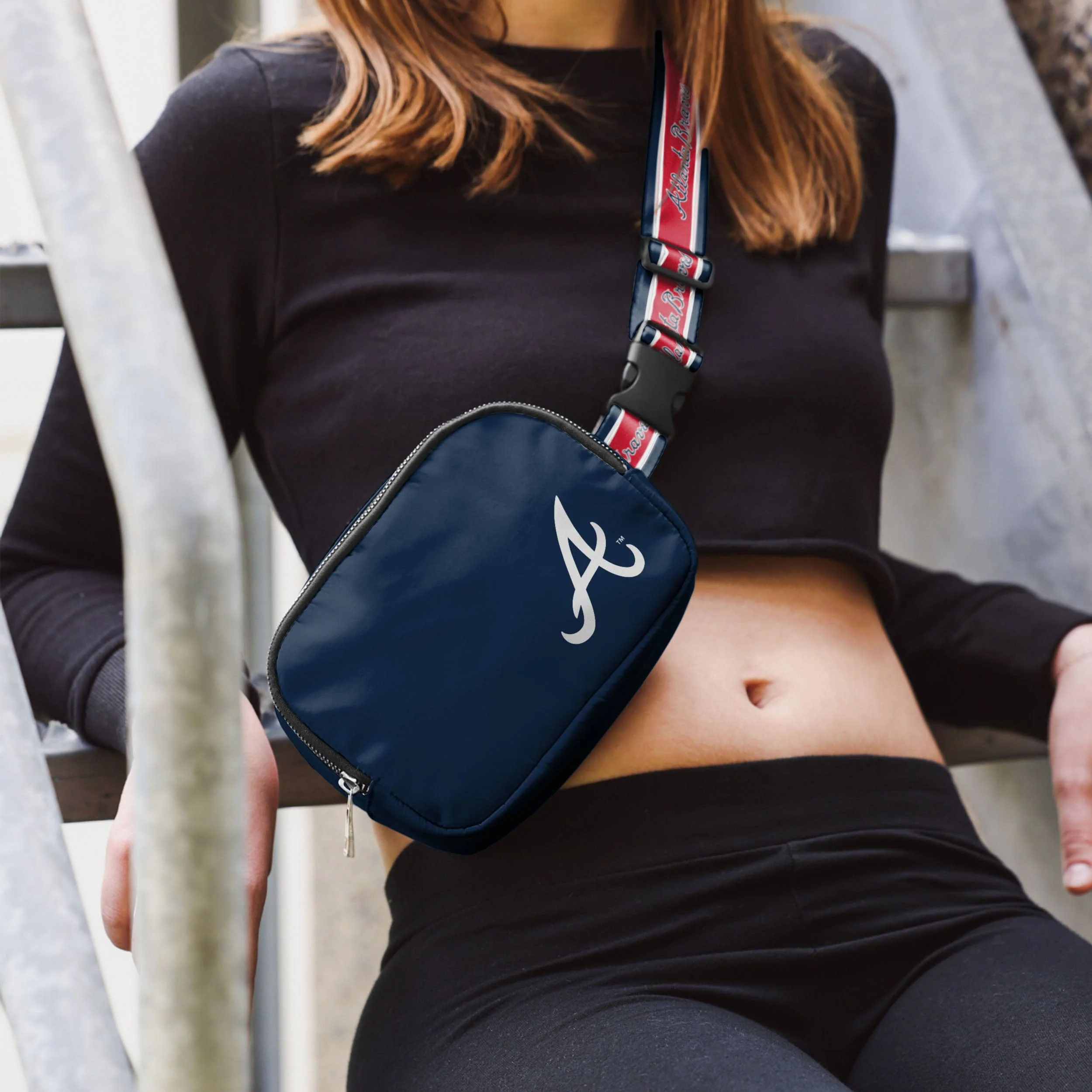 Atlanta Braves Team Wordmark Crossbody Belt Bag - Image 3