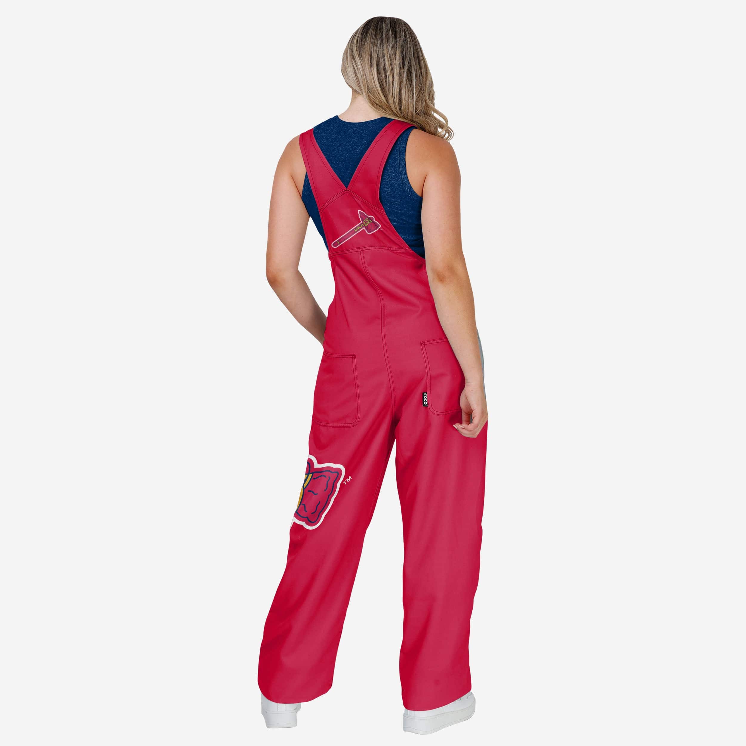 Atlanta Braves Womens Big Logo Bib Overalls - Image 2