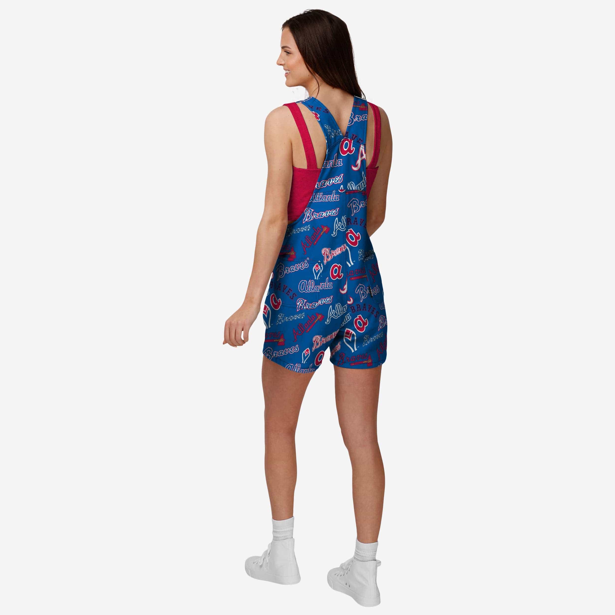 Atlanta Braves Womens Historic Print Bib Shortalls - Image 2