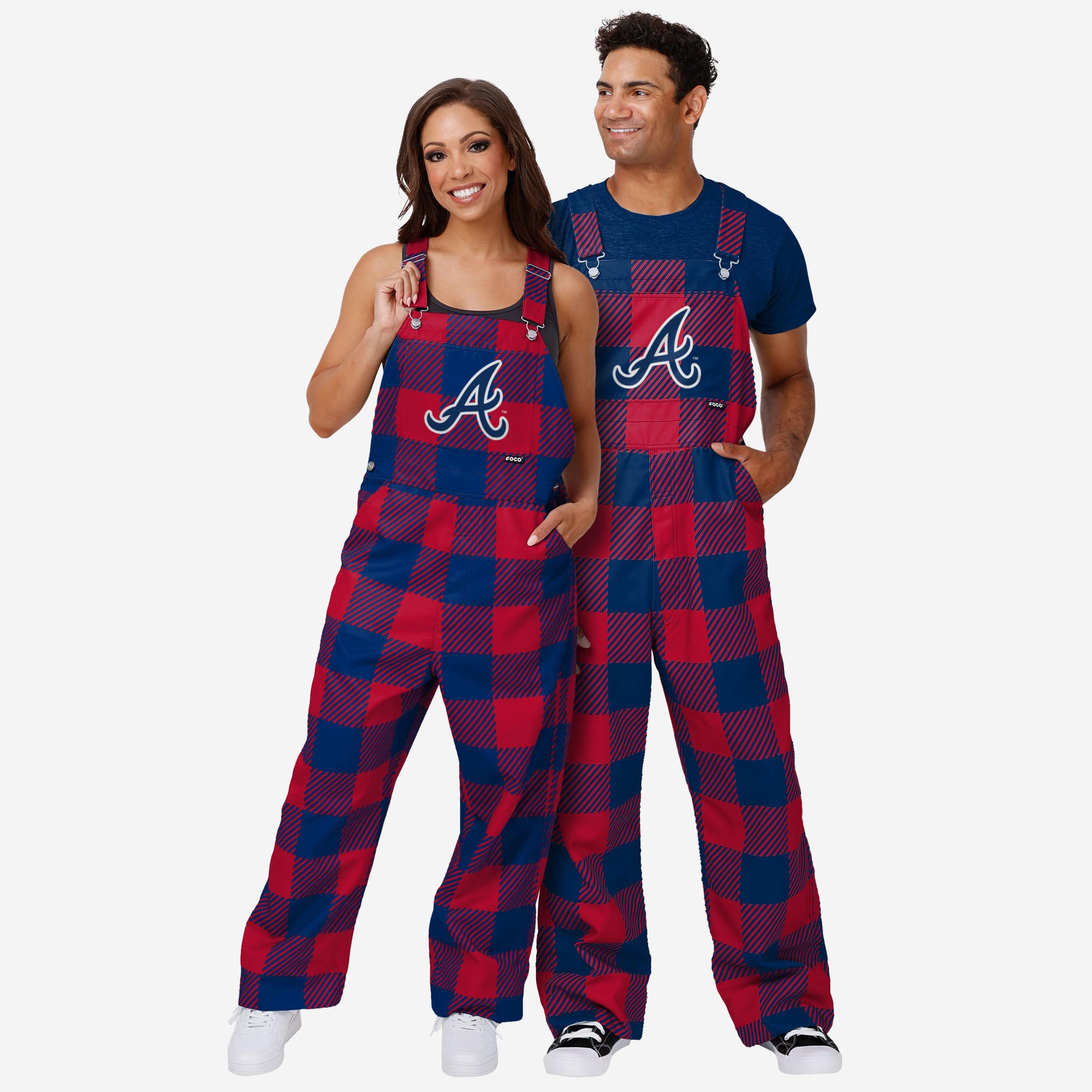 Atlanta Braves Womens Plaid Bib Overalls - Image 3