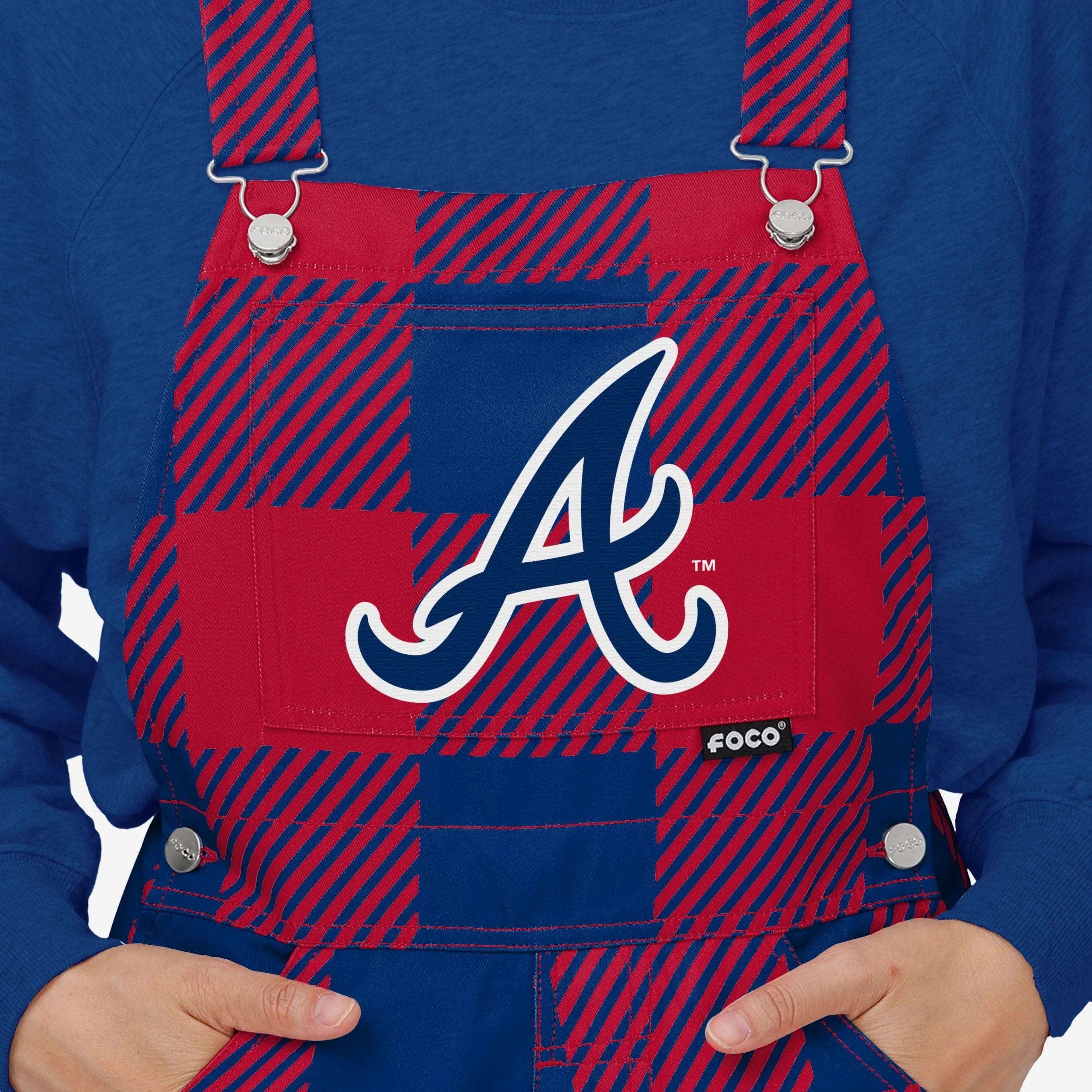 Atlanta Braves Womens Plaid Bib Overalls - Image 4