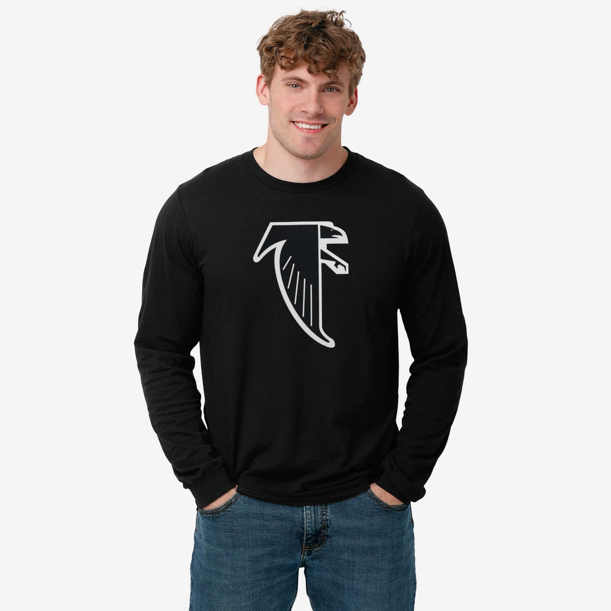 Atlanta Falcons 1990 Retro Logo Long Sleeve T-Shirt - Image 2