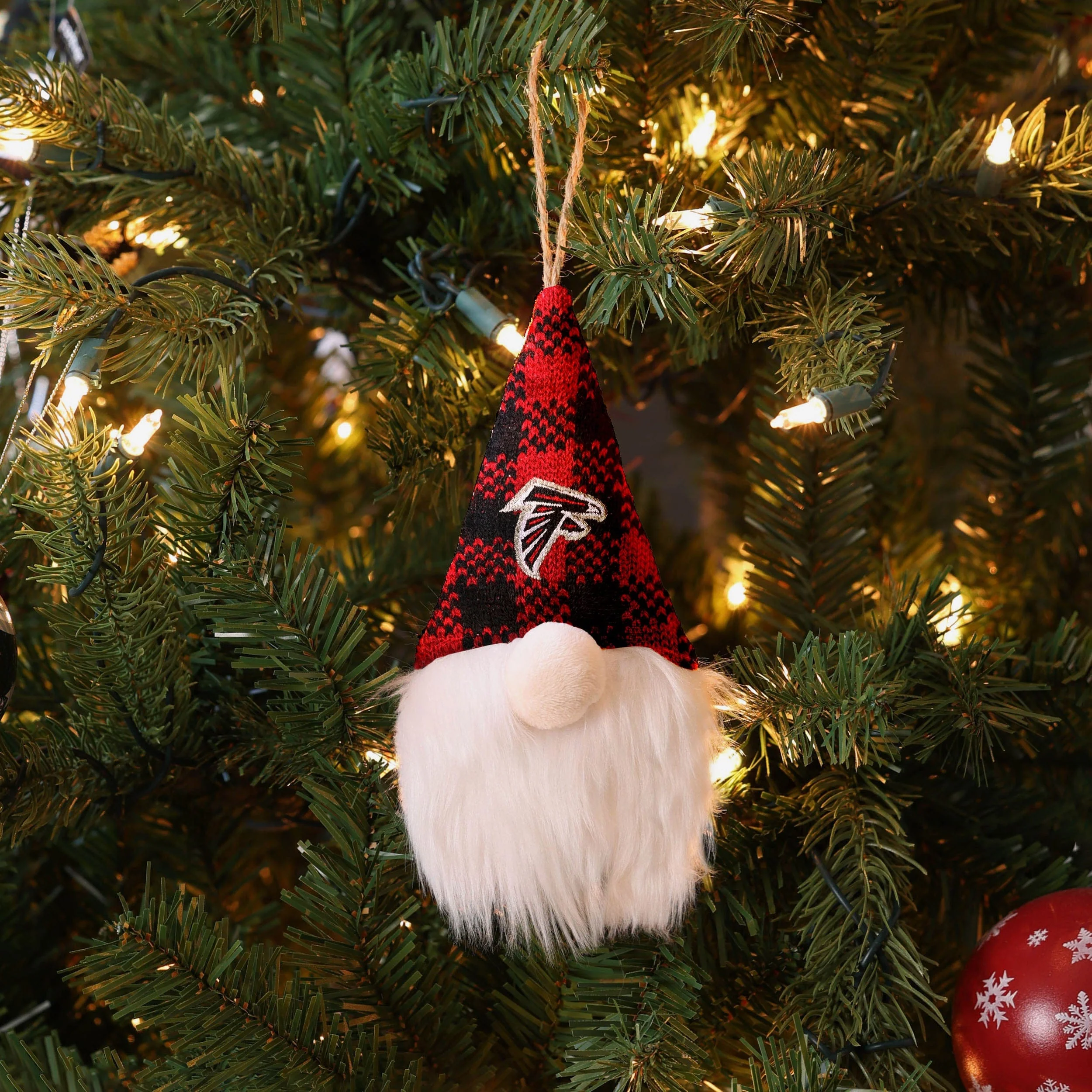 Atlanta Falcons Plaid Hat Plush Gnome Ornament - Image 3