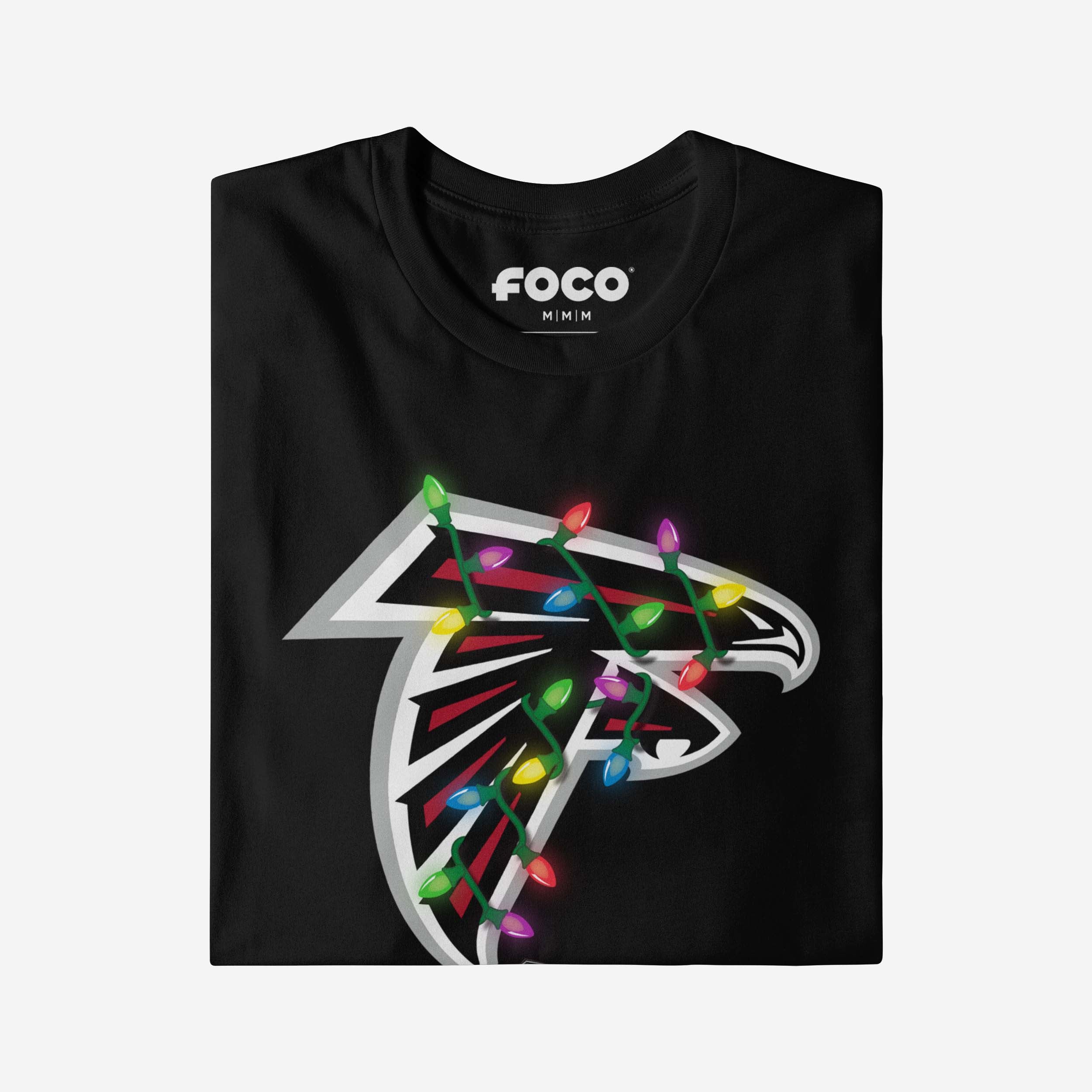 Atlanta Falcons Primary Logo Holiday Lights T-Shirt - Image 4
