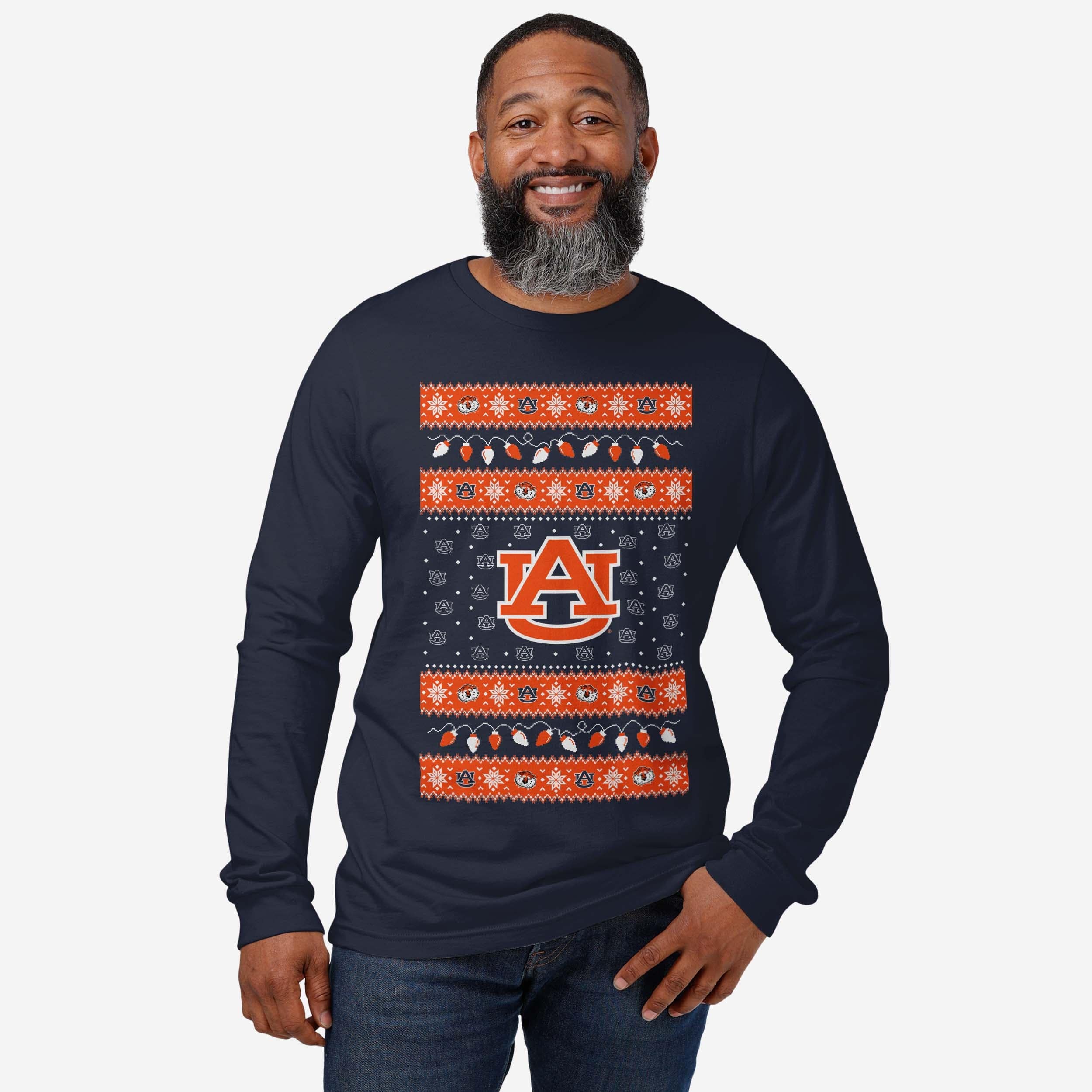 Auburn Tigers Holiday Lights Sweater Long Sleeve T-Shirt - Image 2