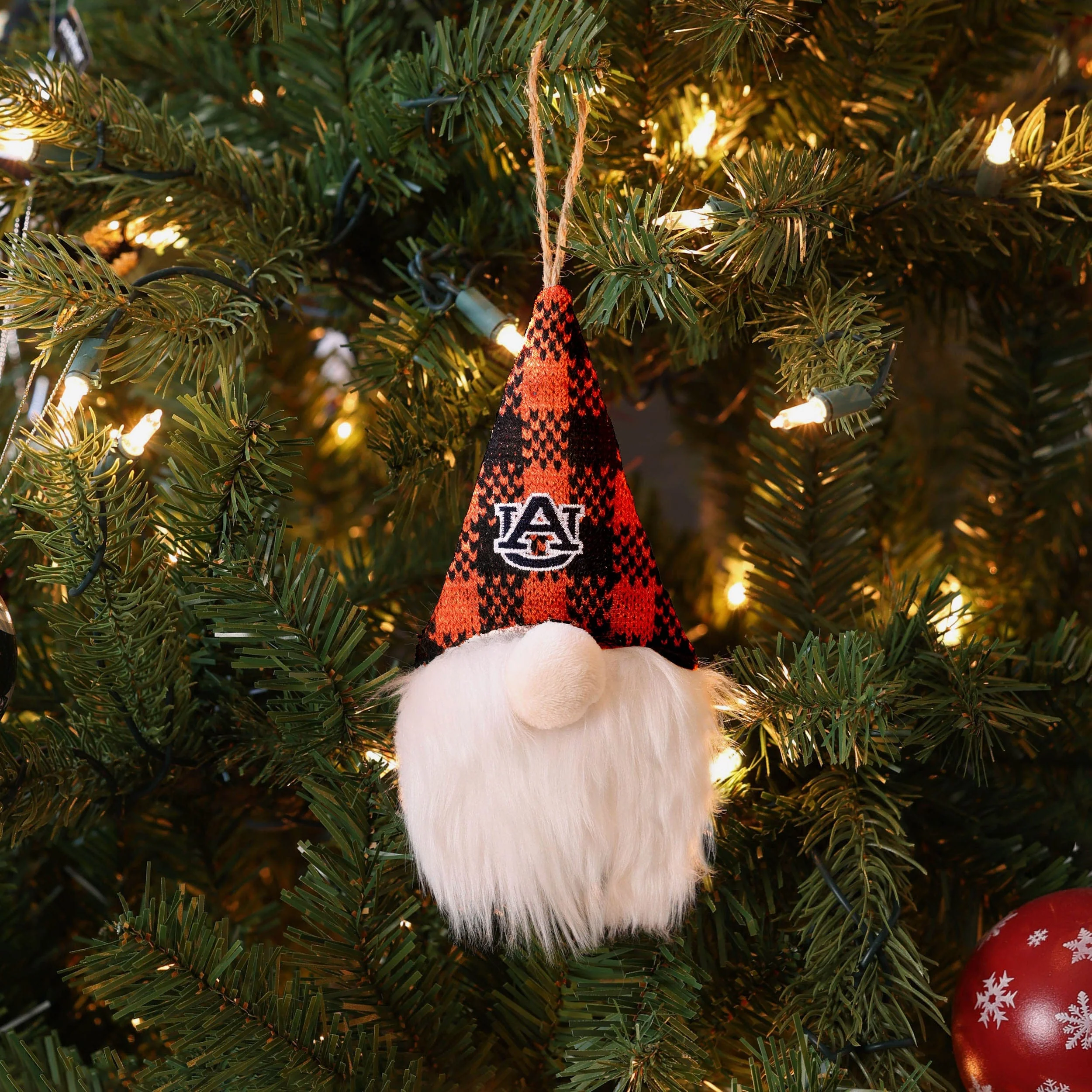 Auburn Tigers Plaid Hat Plush Gnome Ornament - Image 3