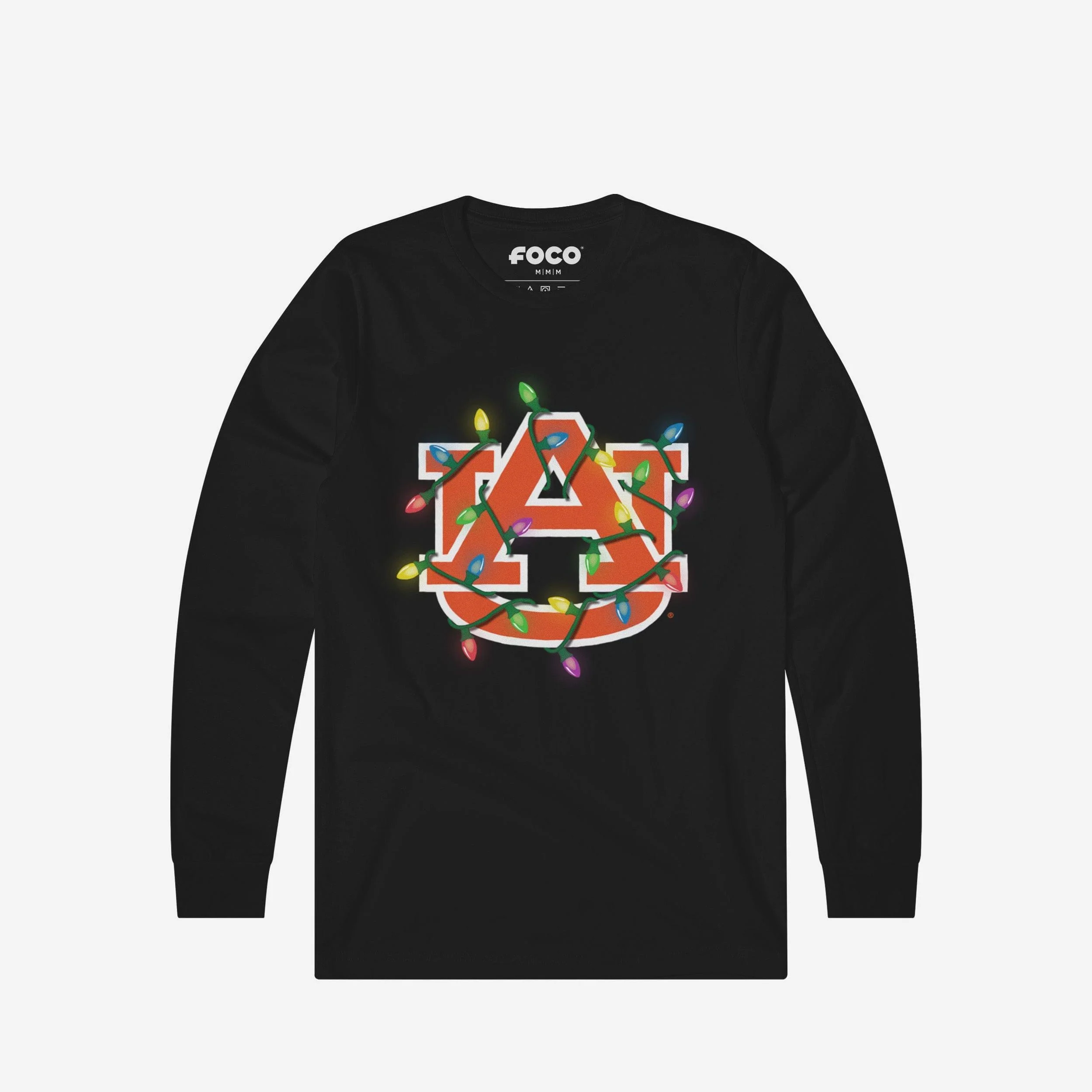 Auburn Tigers Primary Logo Holiday Lights Long Sleeve T-Shirt