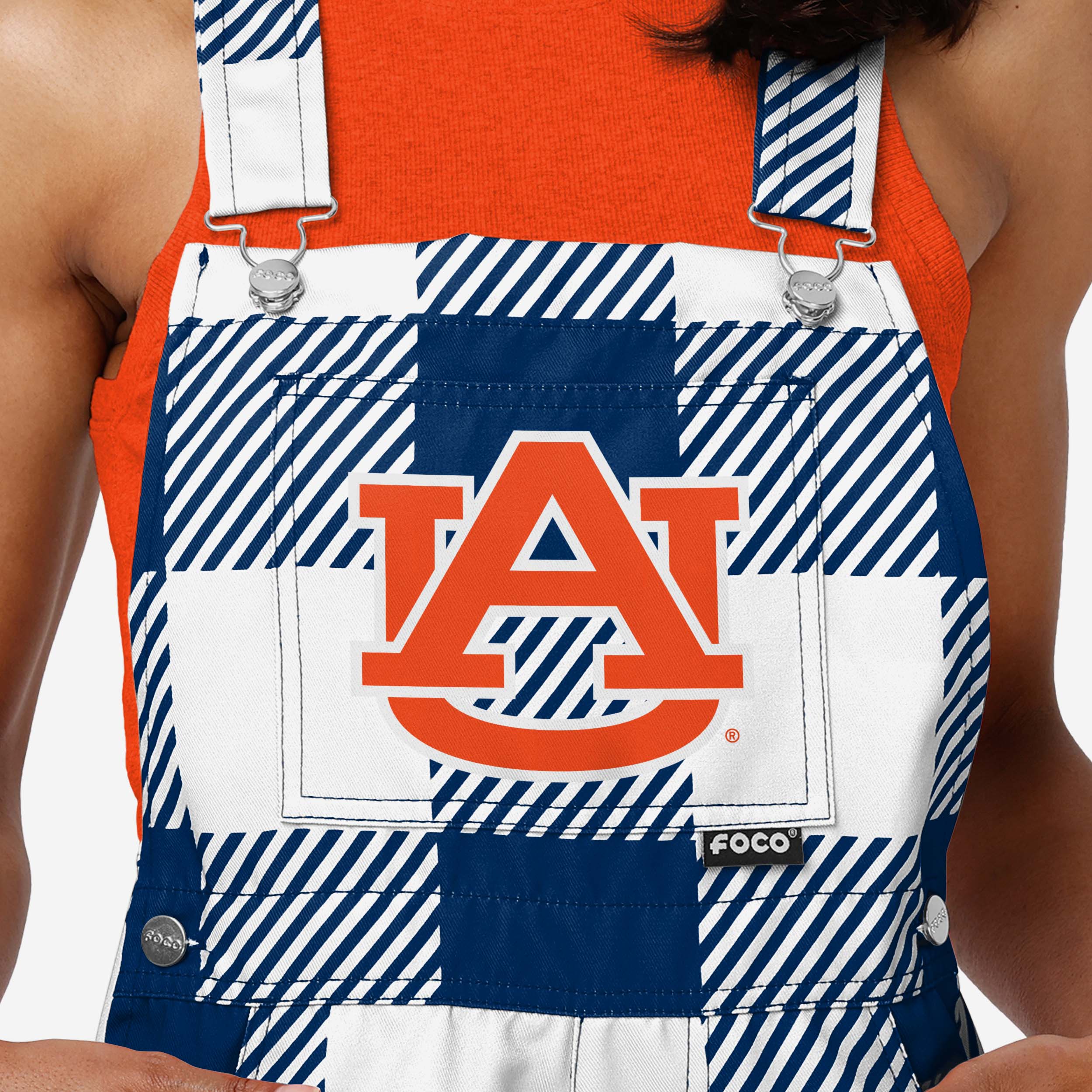 Auburn Tigers Womens Plaid Bib Shortalls - Image 4