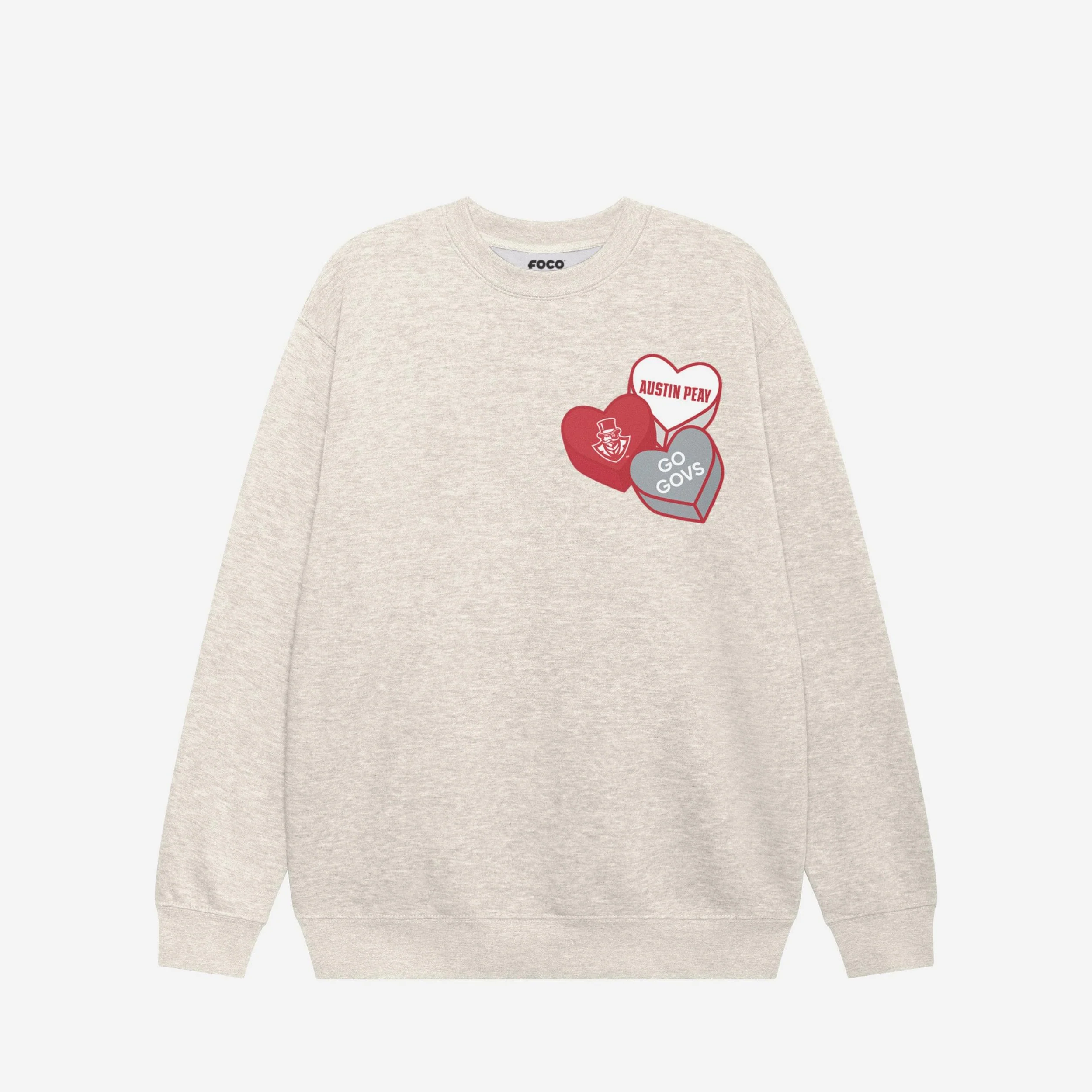 Austin Peay Governors Candy Heart Crew Neck Sweatshirt