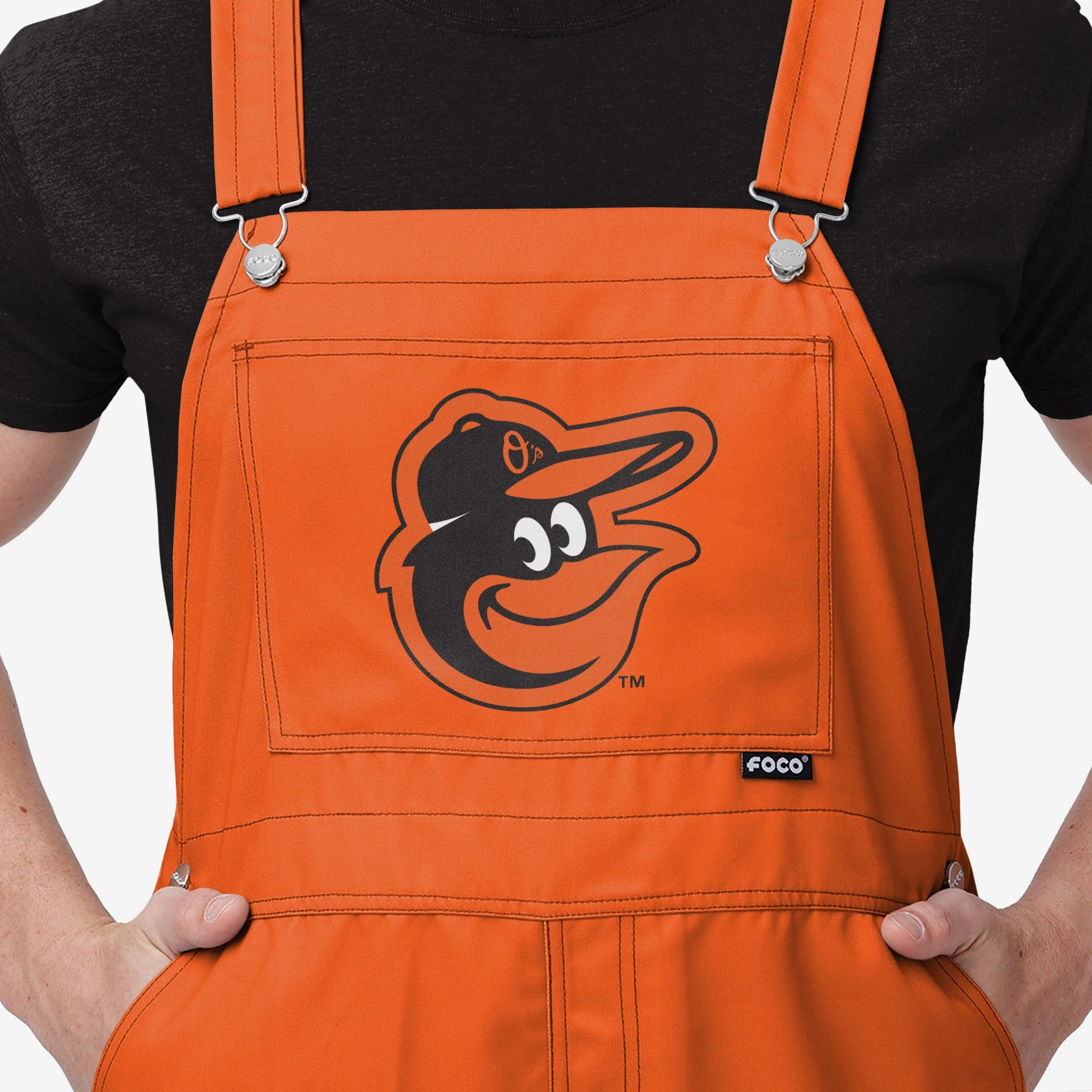 Baltimore Orioles Mens Big Logo Bib Overalls - Image 4