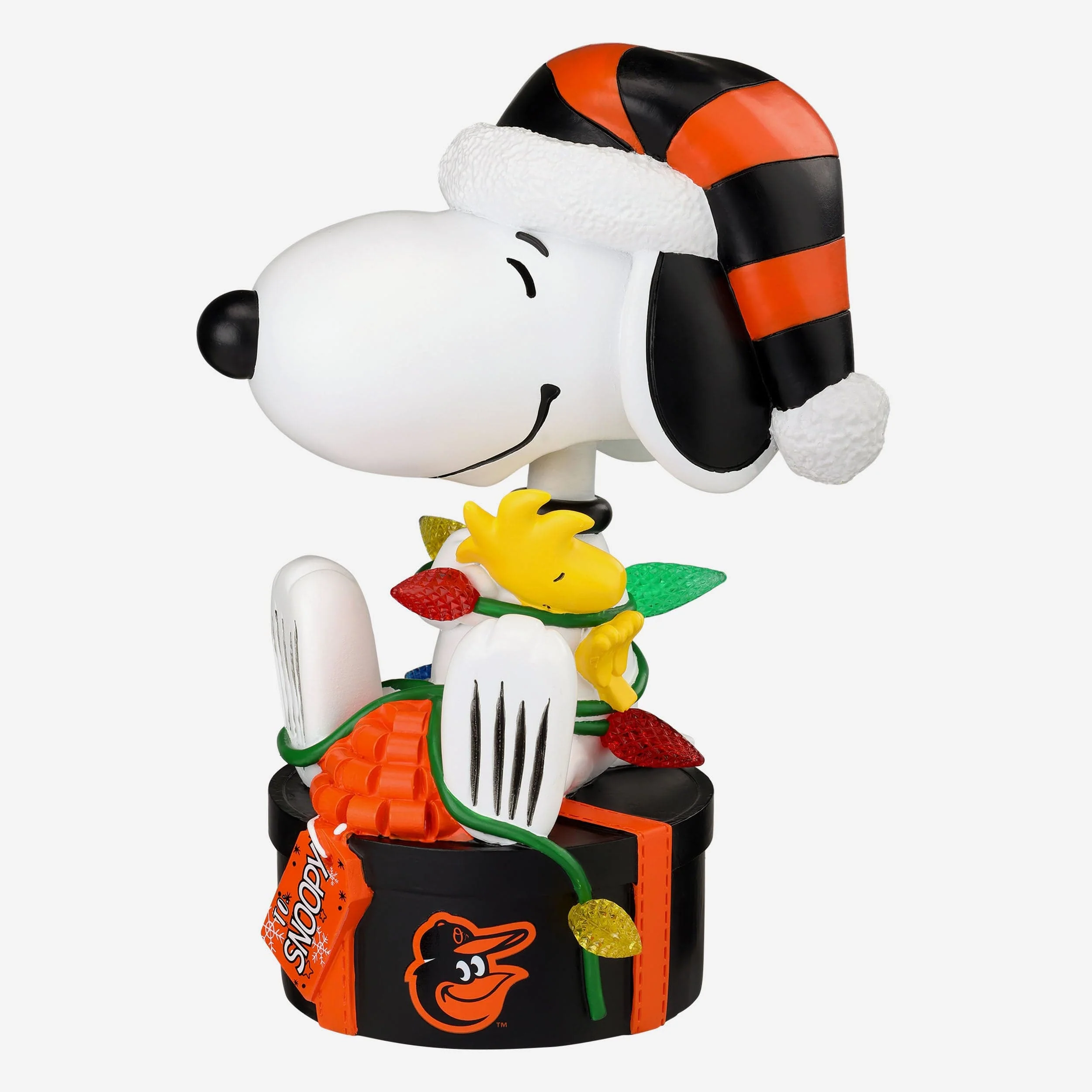 Baltimore Orioles Snoopy & Woodstock Peanuts Christmas Light Up Bobblehead