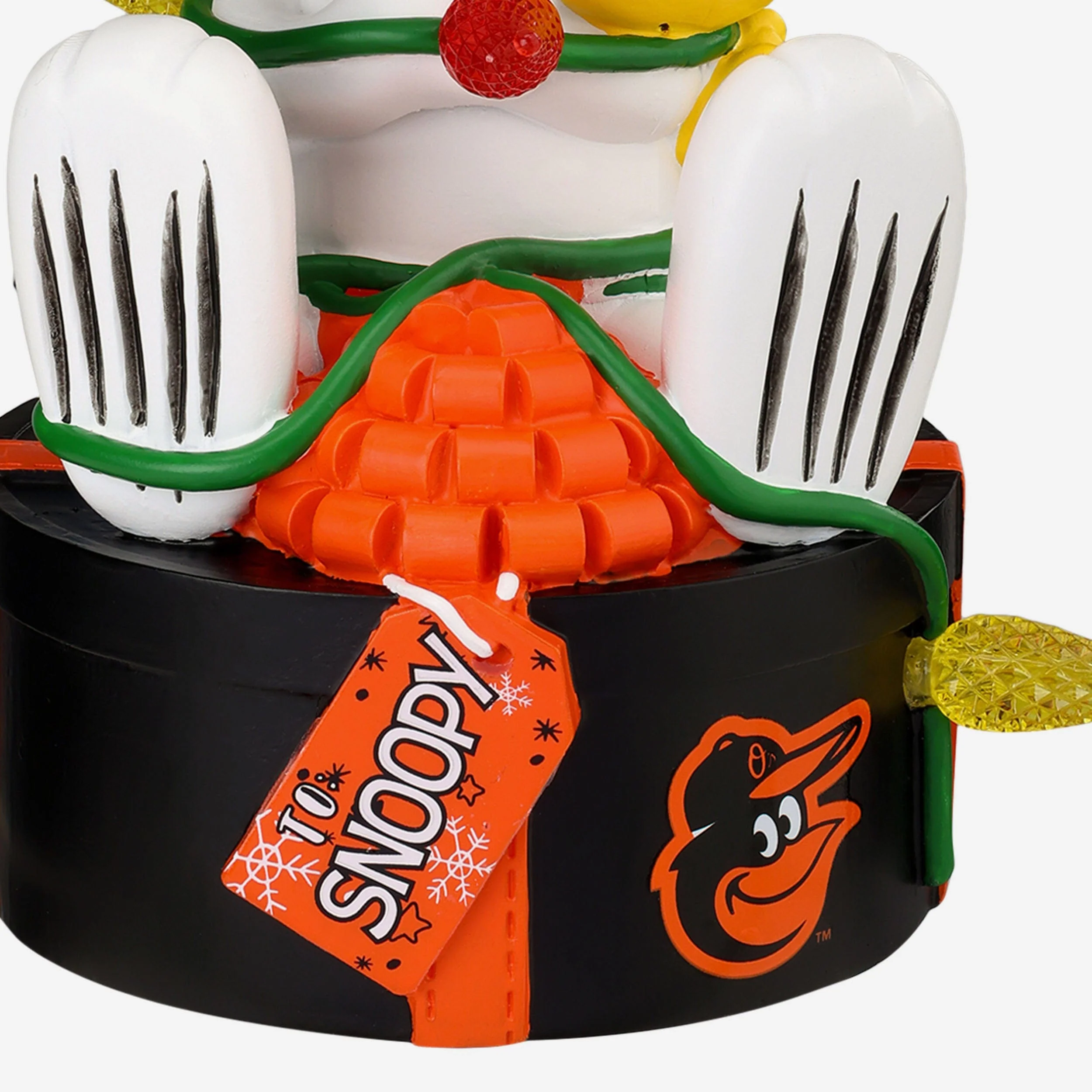 Baltimore Orioles Snoopy & Woodstock Peanuts Christmas Light Up Bobblehead - Image 4