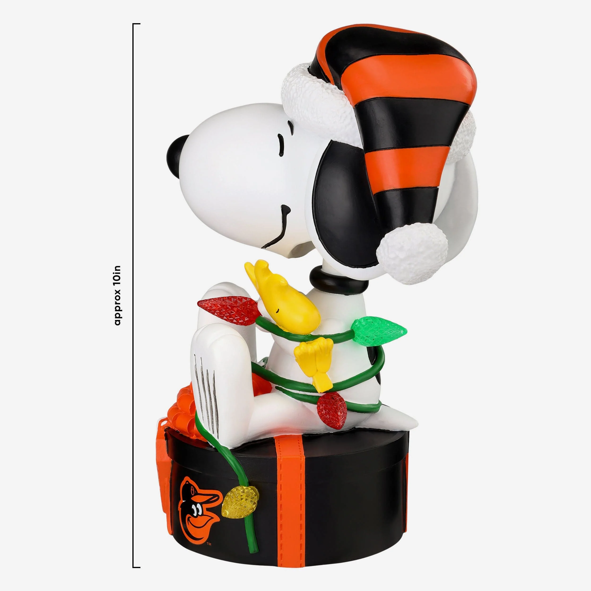 Baltimore Orioles Snoopy & Woodstock Peanuts Christmas Light Up Bobblehead - Image 5