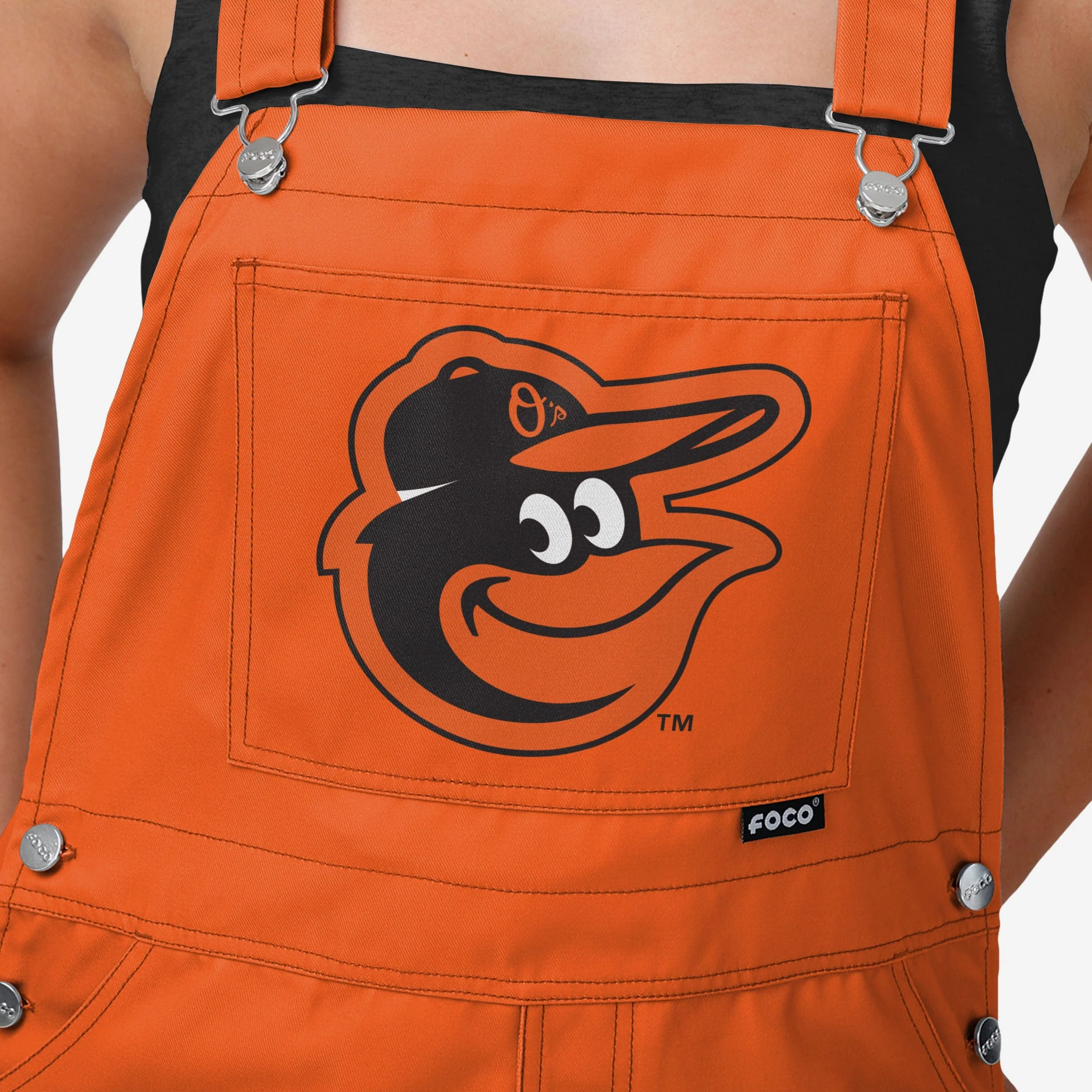 Baltimore Orioles Womens Big Logo Bib Overalls - Image 4