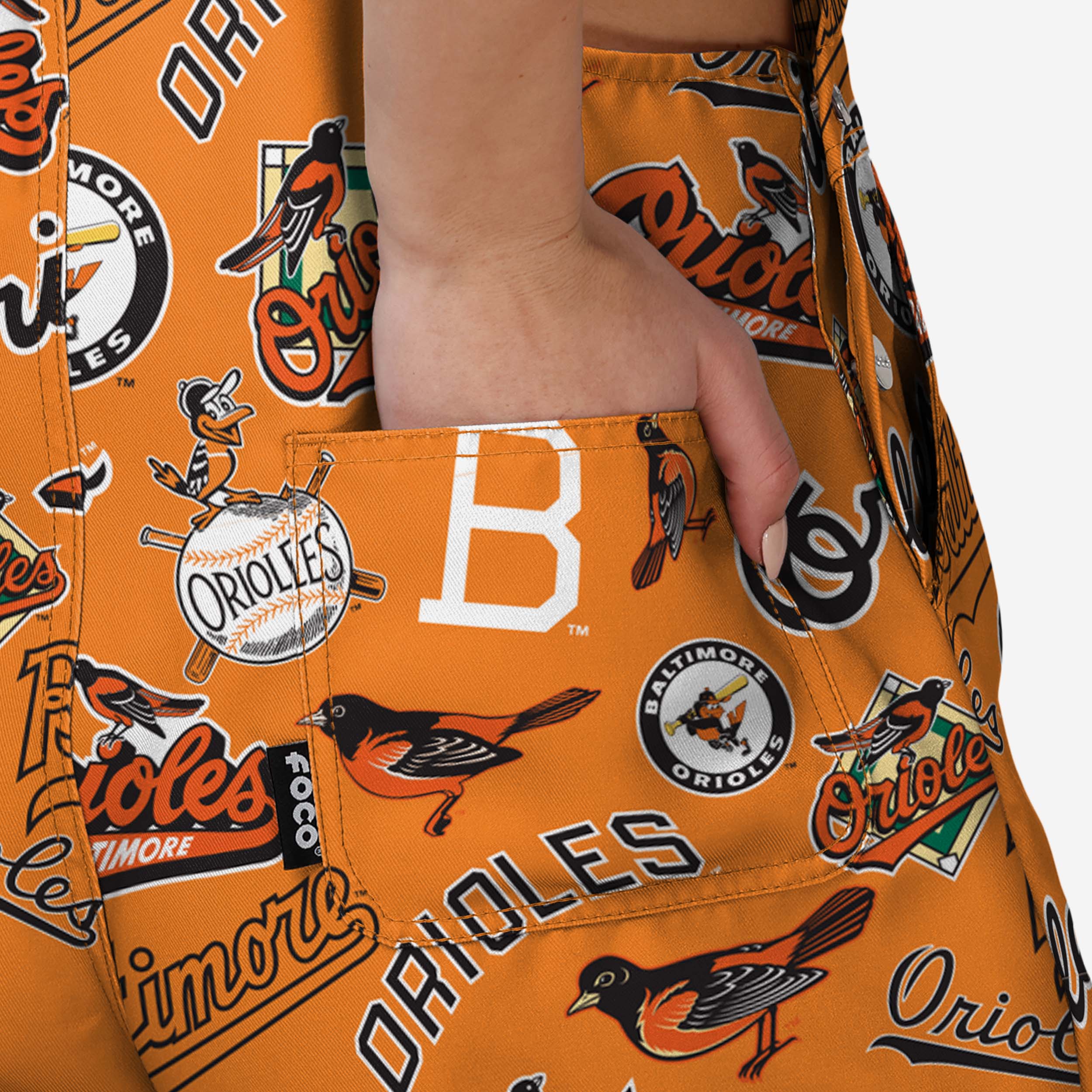 Baltimore Orioles Womens Historic Print Bib Shortalls - Image 6