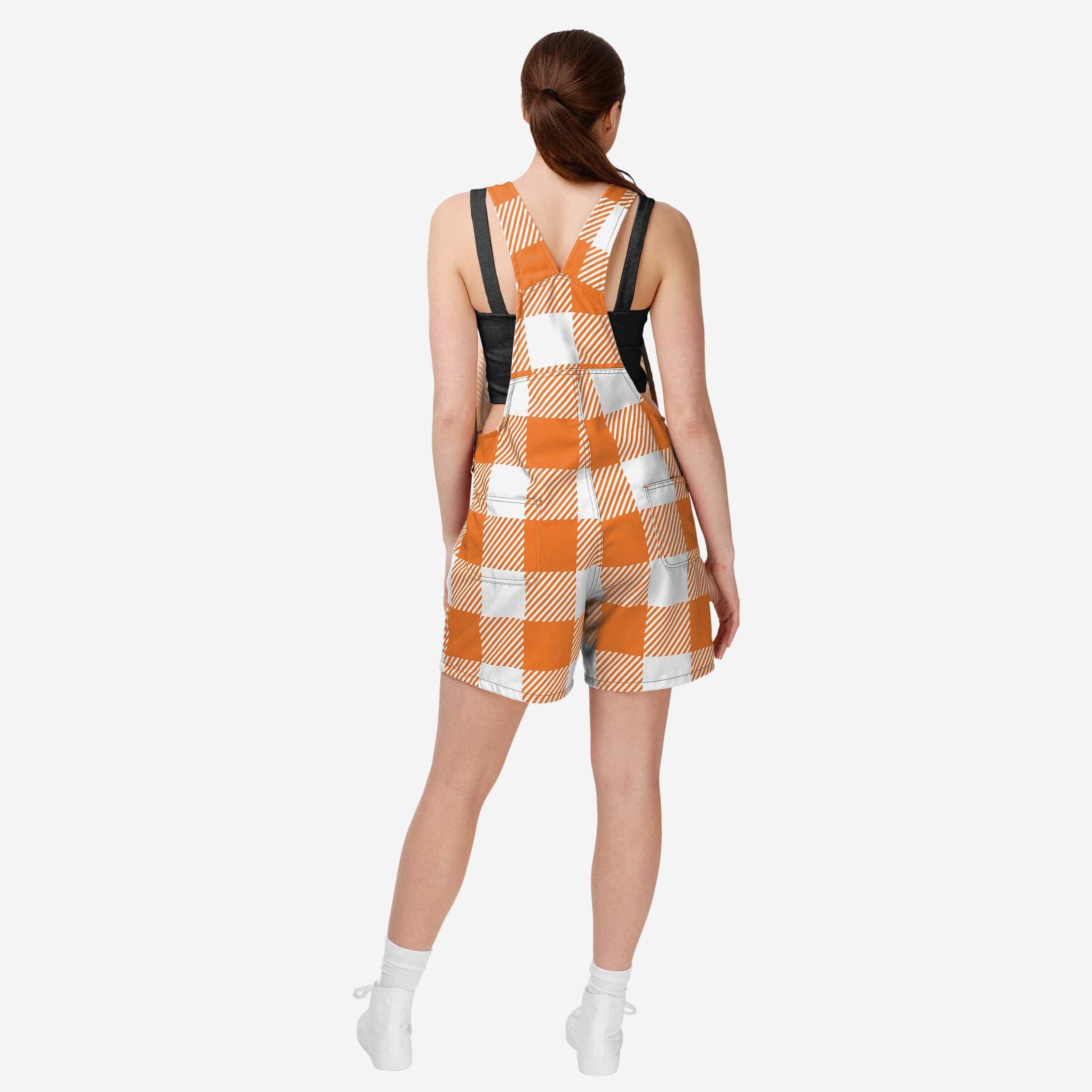 Baltimore Orioles Womens Plaid Bib Shortalls - Image 2