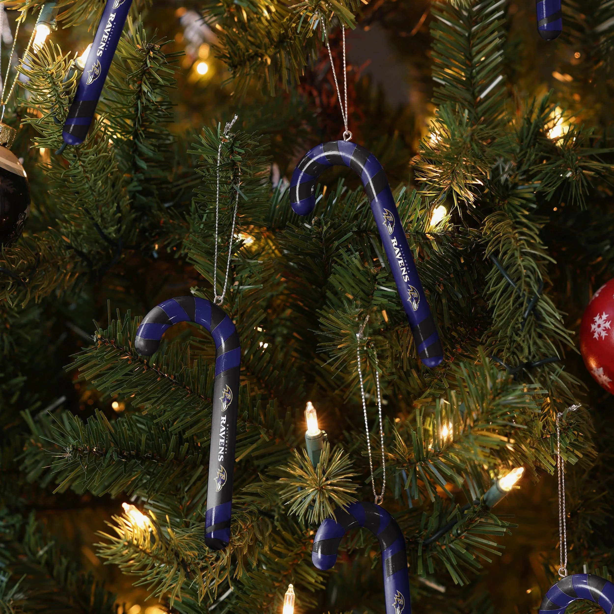 Baltimore Ravens 12 Pack Candy Cane Ornament Set - Image 3