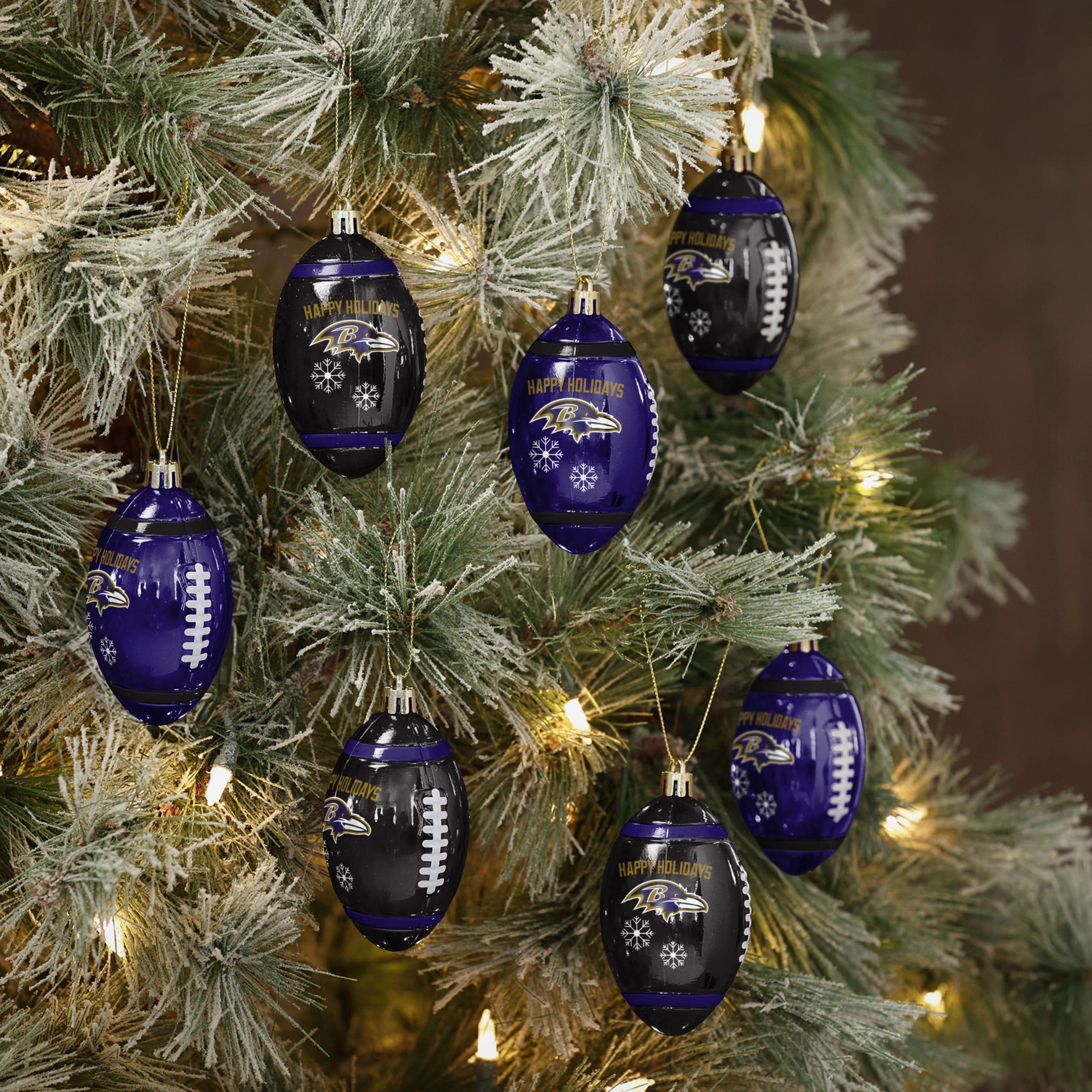 Baltimore Ravens 12 Pack Football Ornament Set - Image 2