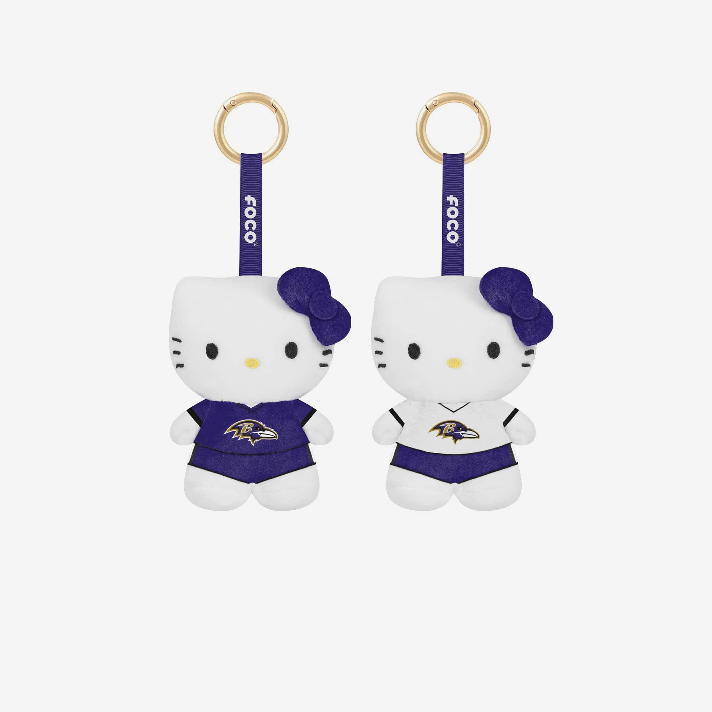Baltimore Ravens 2 Pack Mini Plush Hello Kitty® Bag Charm Keychain