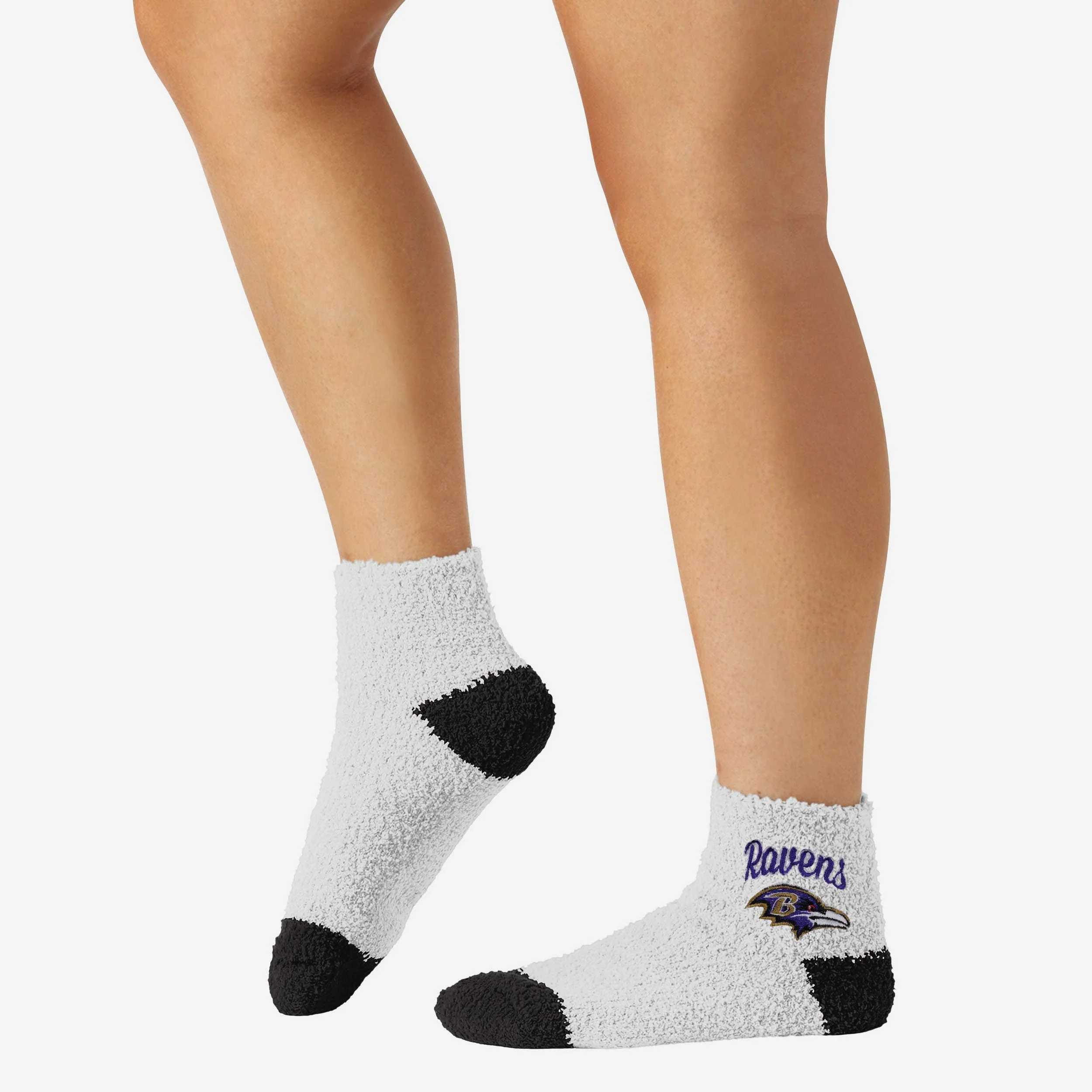 Baltimore Ravens 2 Pack Womens Script Logo Fuzzy Ankle Socks - Image 3