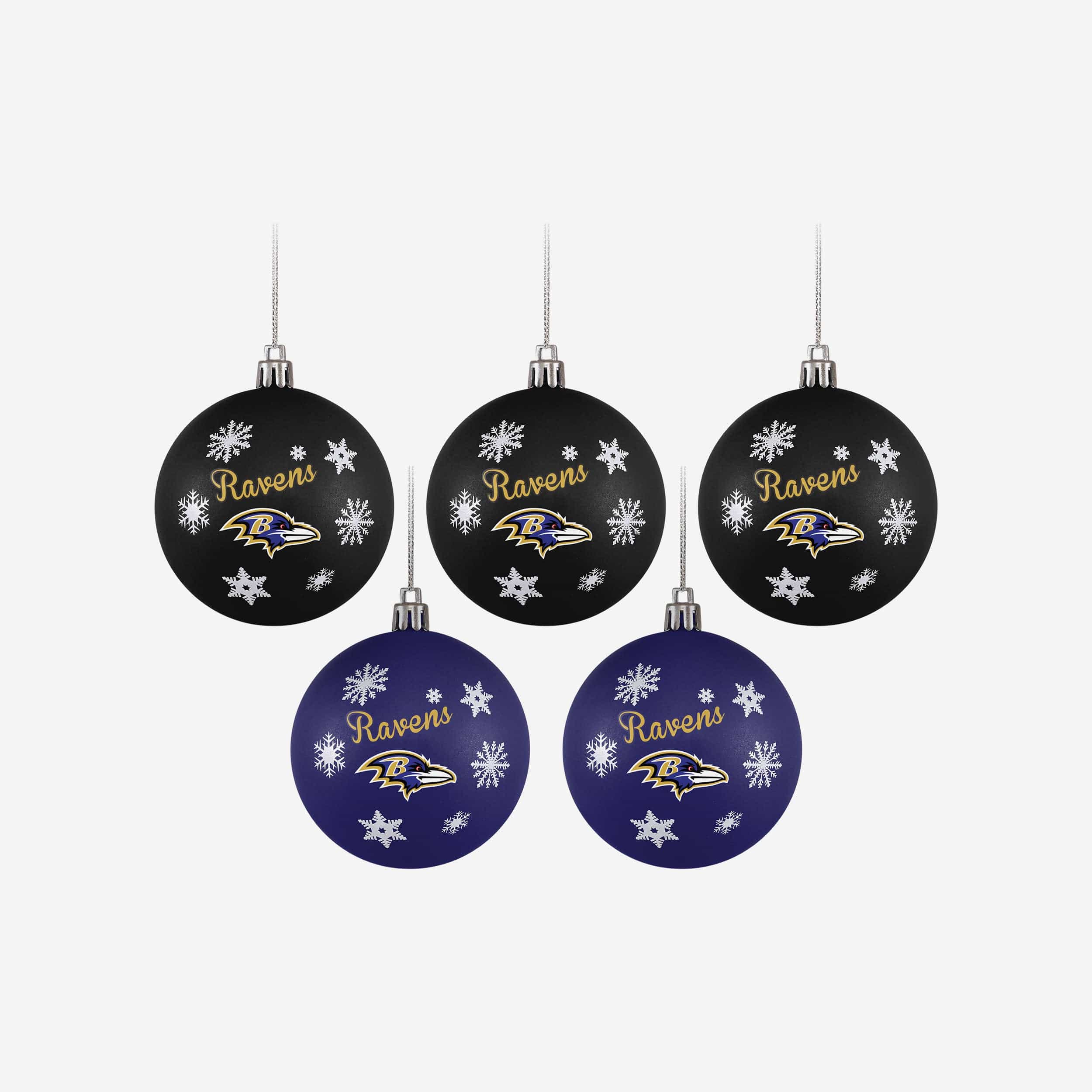 Baltimore Ravens 5 Pack Shatterproof Ball Ornament Set
