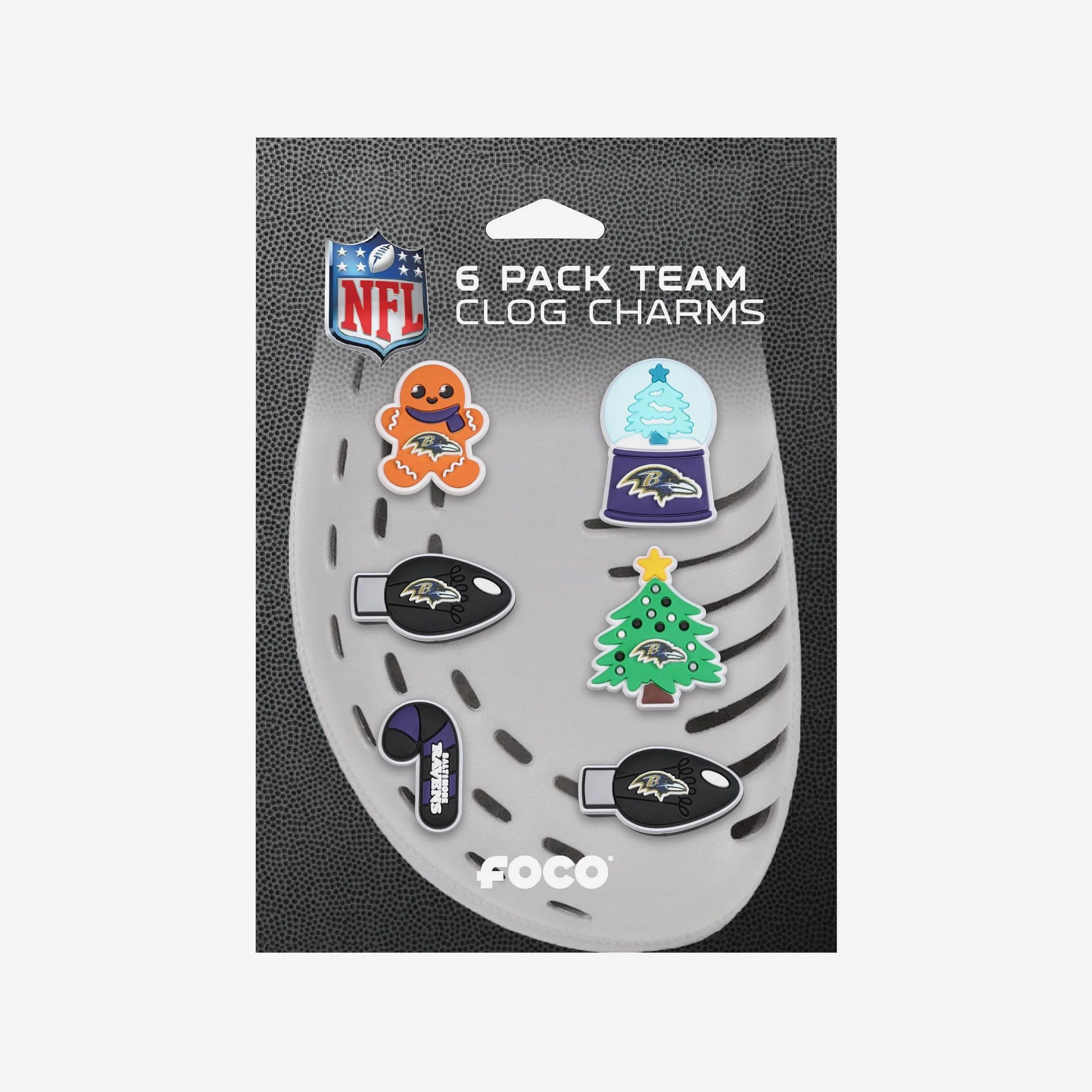 Baltimore Ravens 6 Pack Holiday Team Clog Charms - Image 5