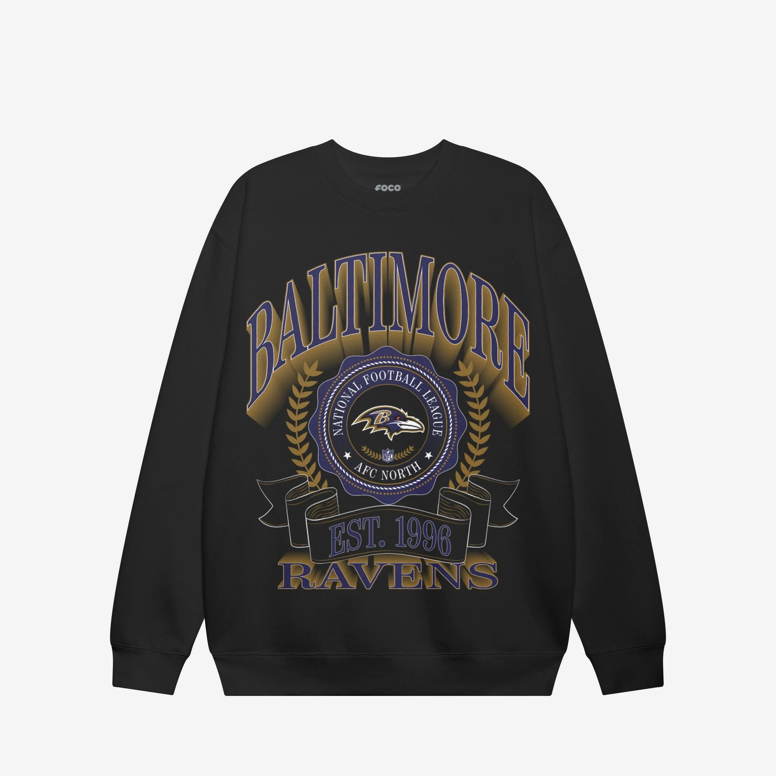 Baltimore Ravens Banner Crest Crew Neck Sweatshirt