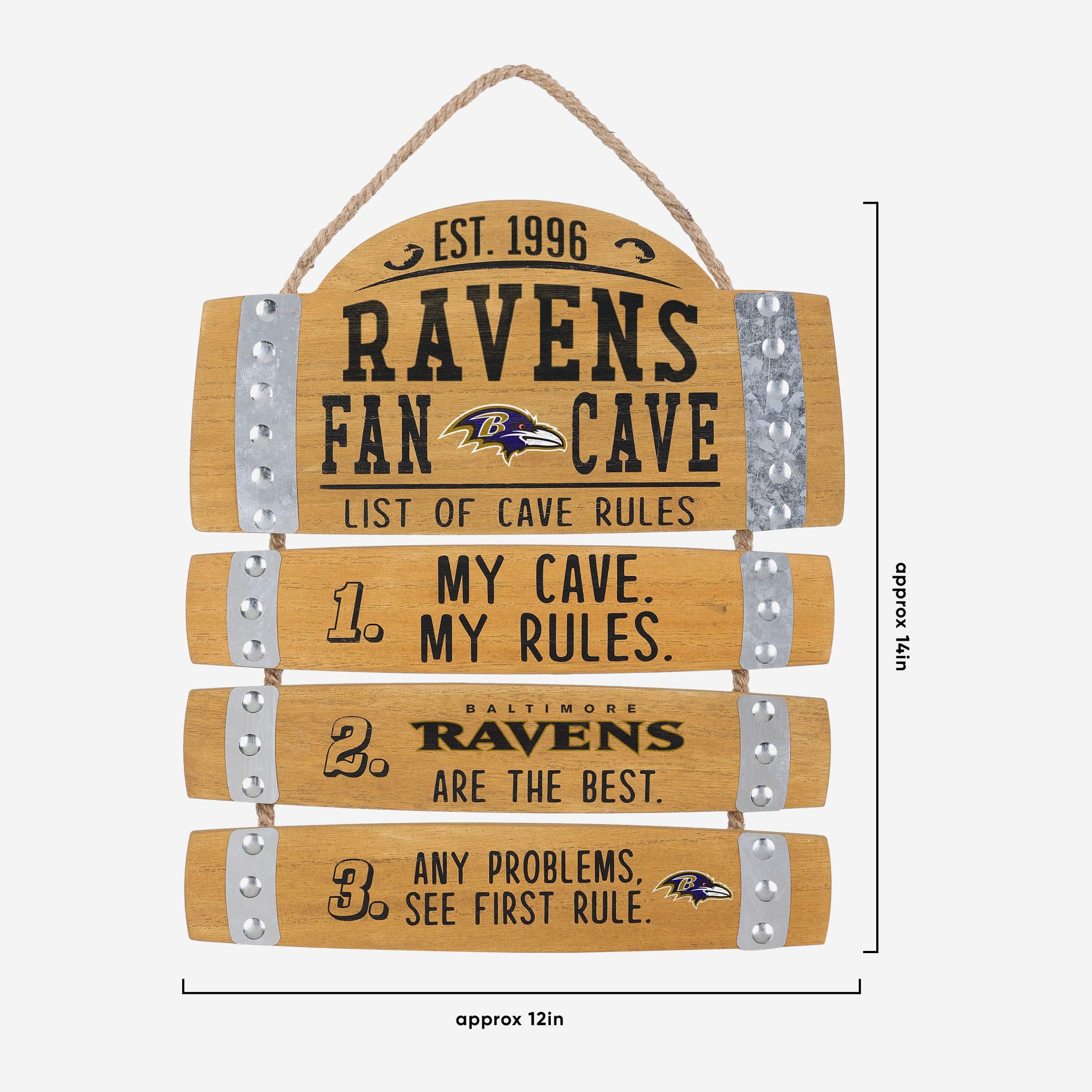 Baltimore Ravens Barrel Slat Mancave Sign - Image 3