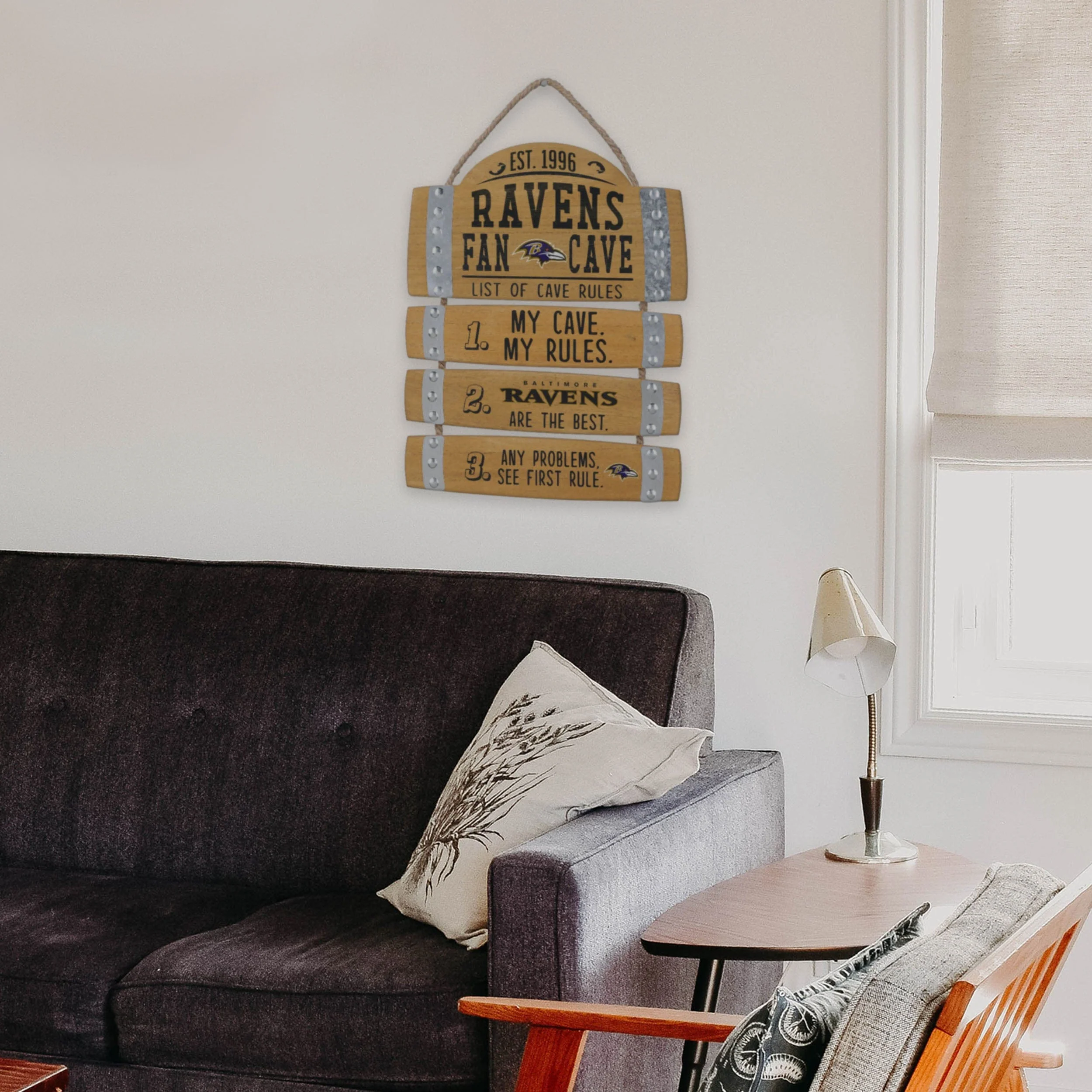 Baltimore Ravens Barrel Slat Mancave Sign - Image 4