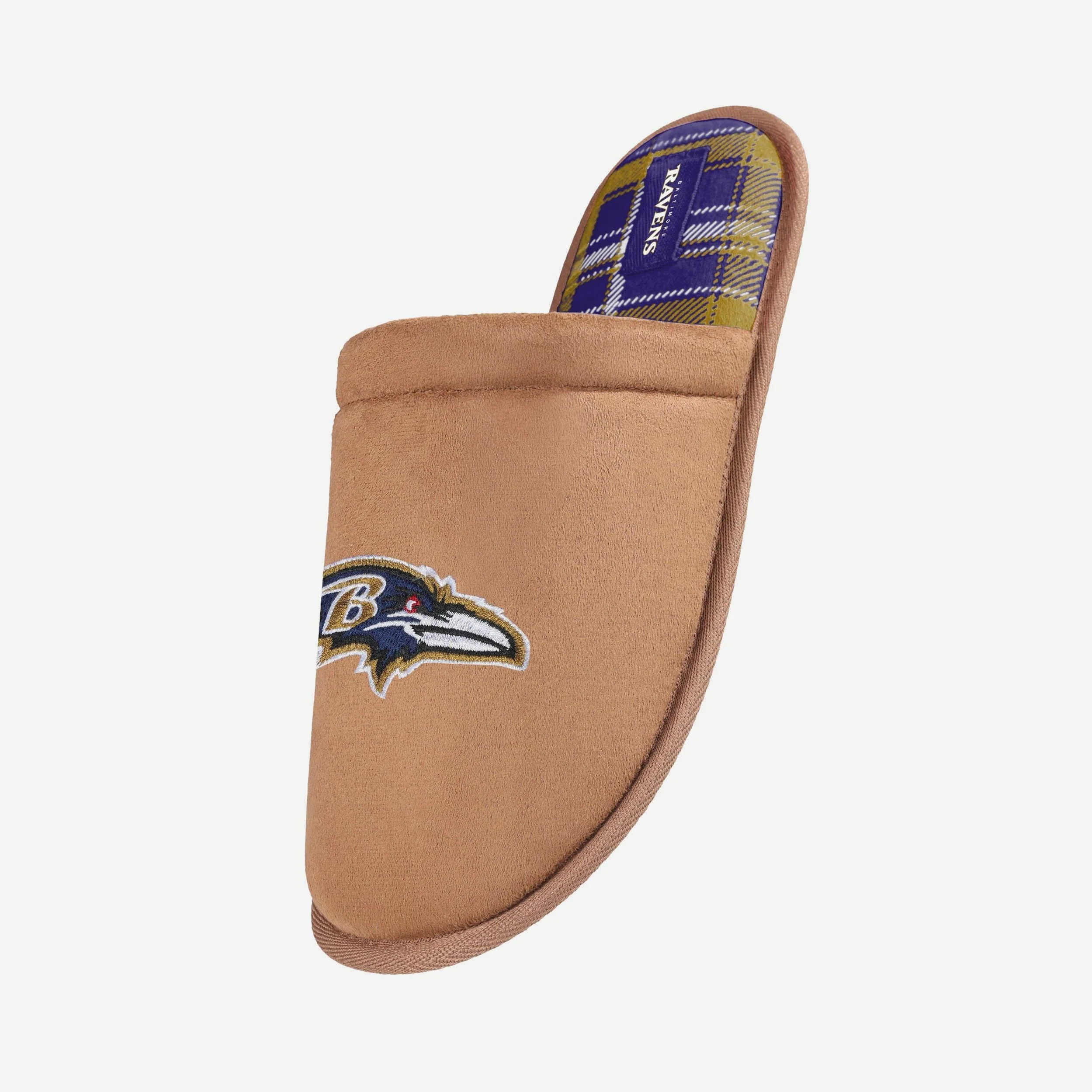 Baltimore Ravens Flannel Lined Brown Suede Scuff Slipper - Image 2