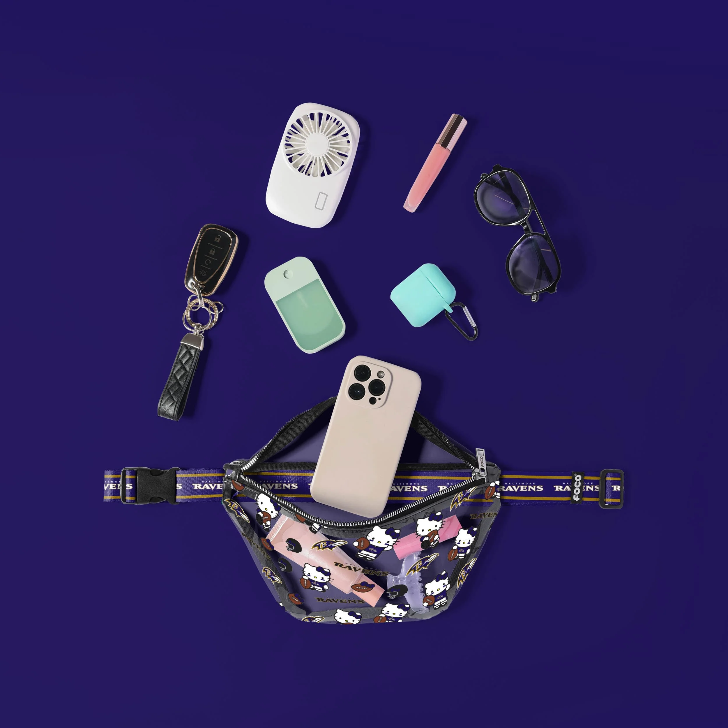 Baltimore Ravens Hello Kitty® Clear Fanny Pack - Image 3