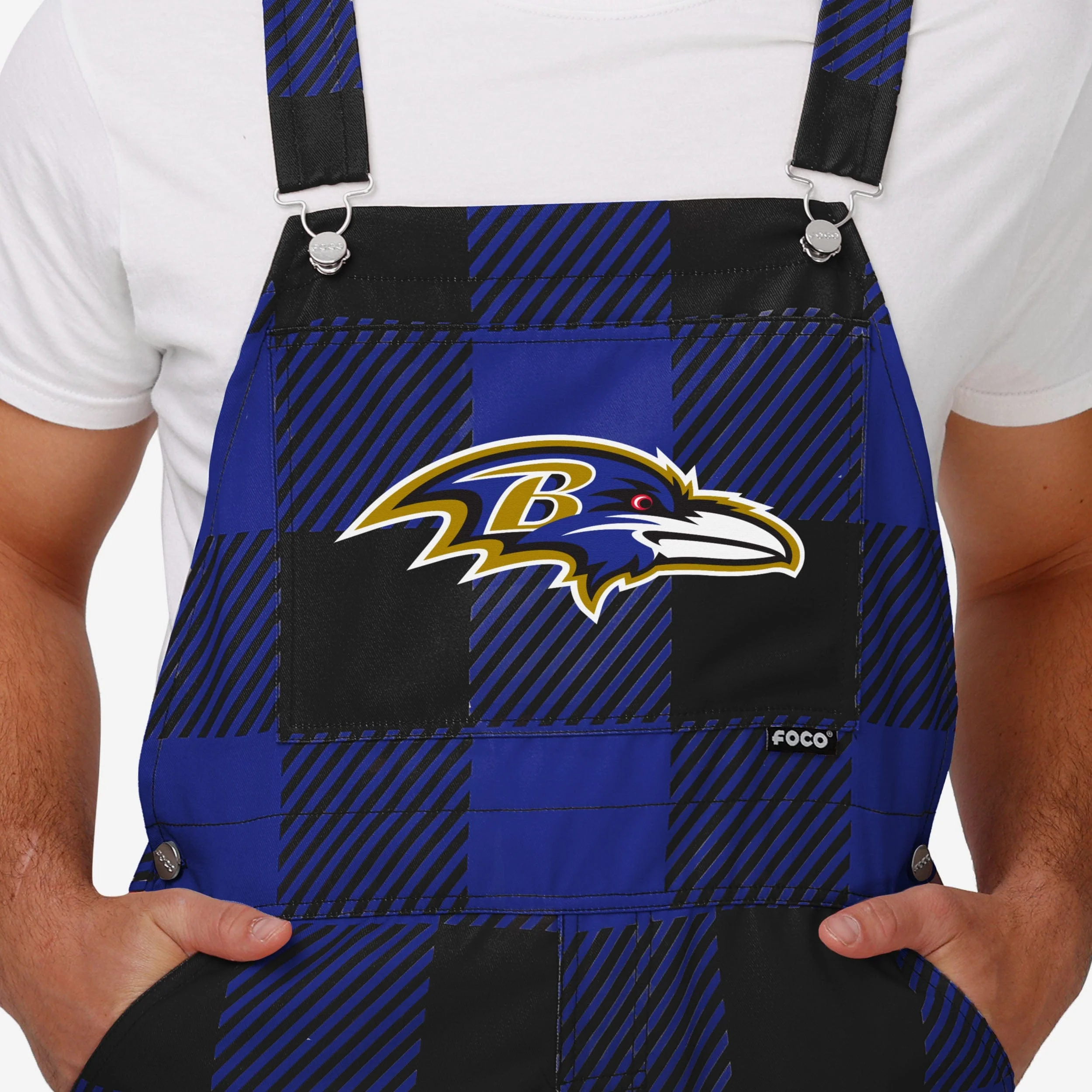Baltimore Ravens Mens Plaid Bib Overalls - Image 4