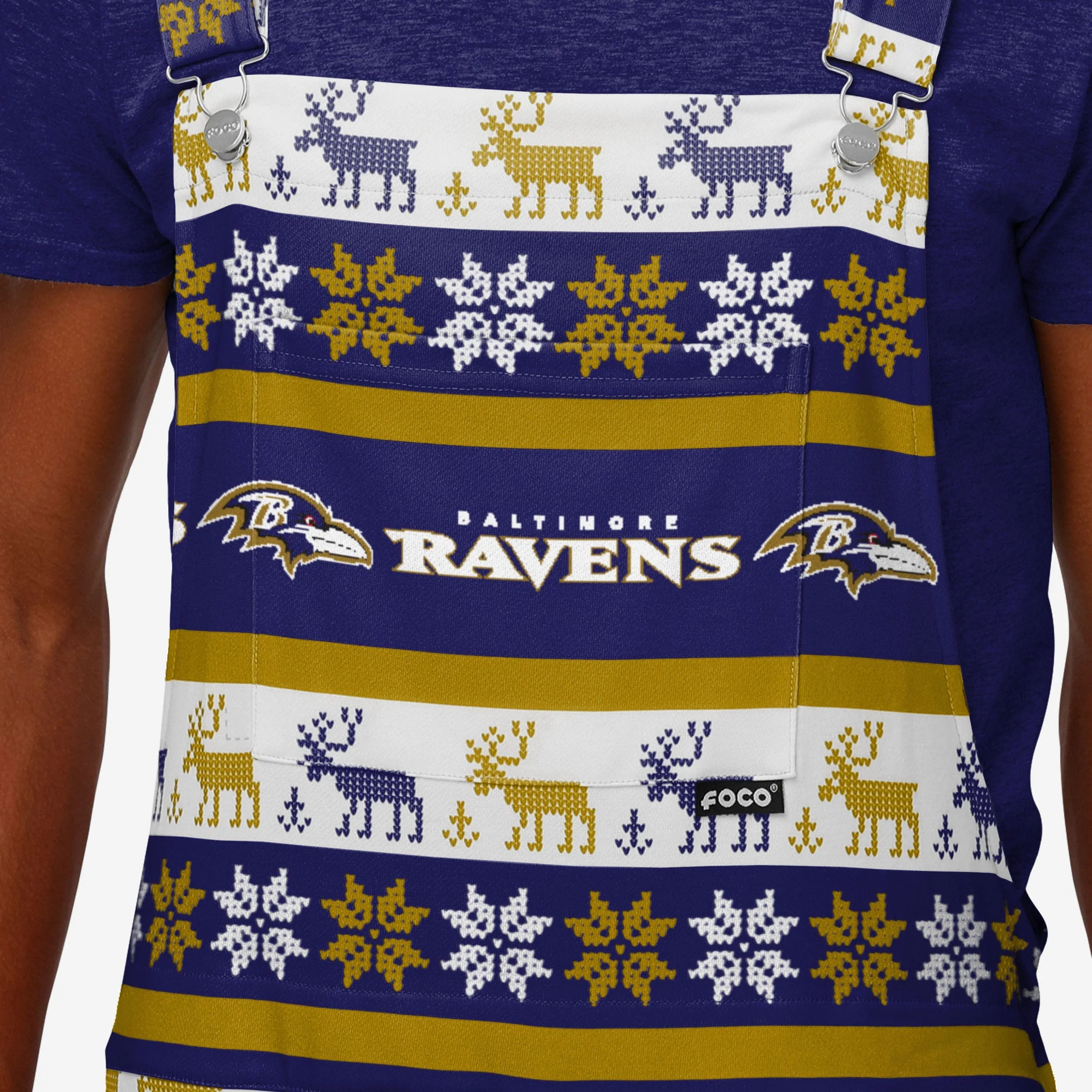 Baltimore Ravens Mens Ugly Home Gating Bib Overalls - Image 4