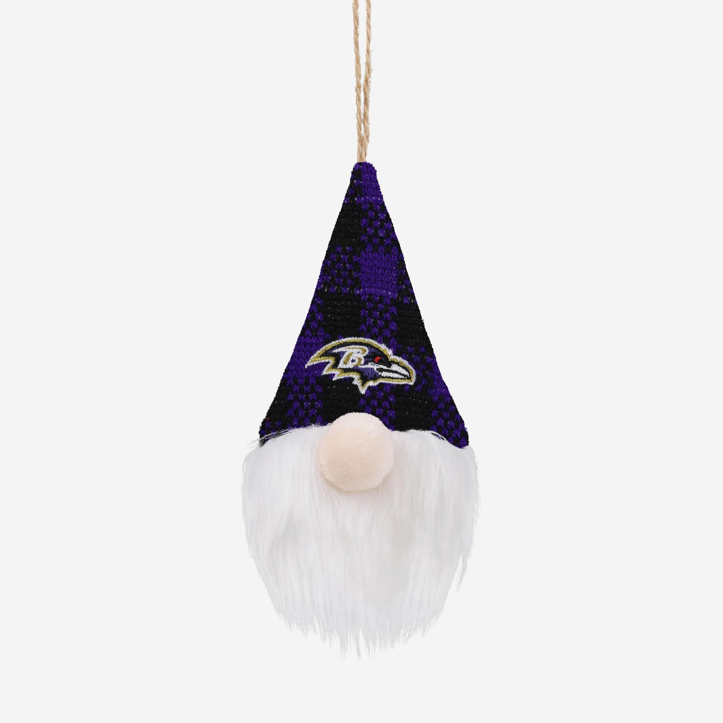 Baltimore Ravens Plaid Hat Plush Gnome Ornament