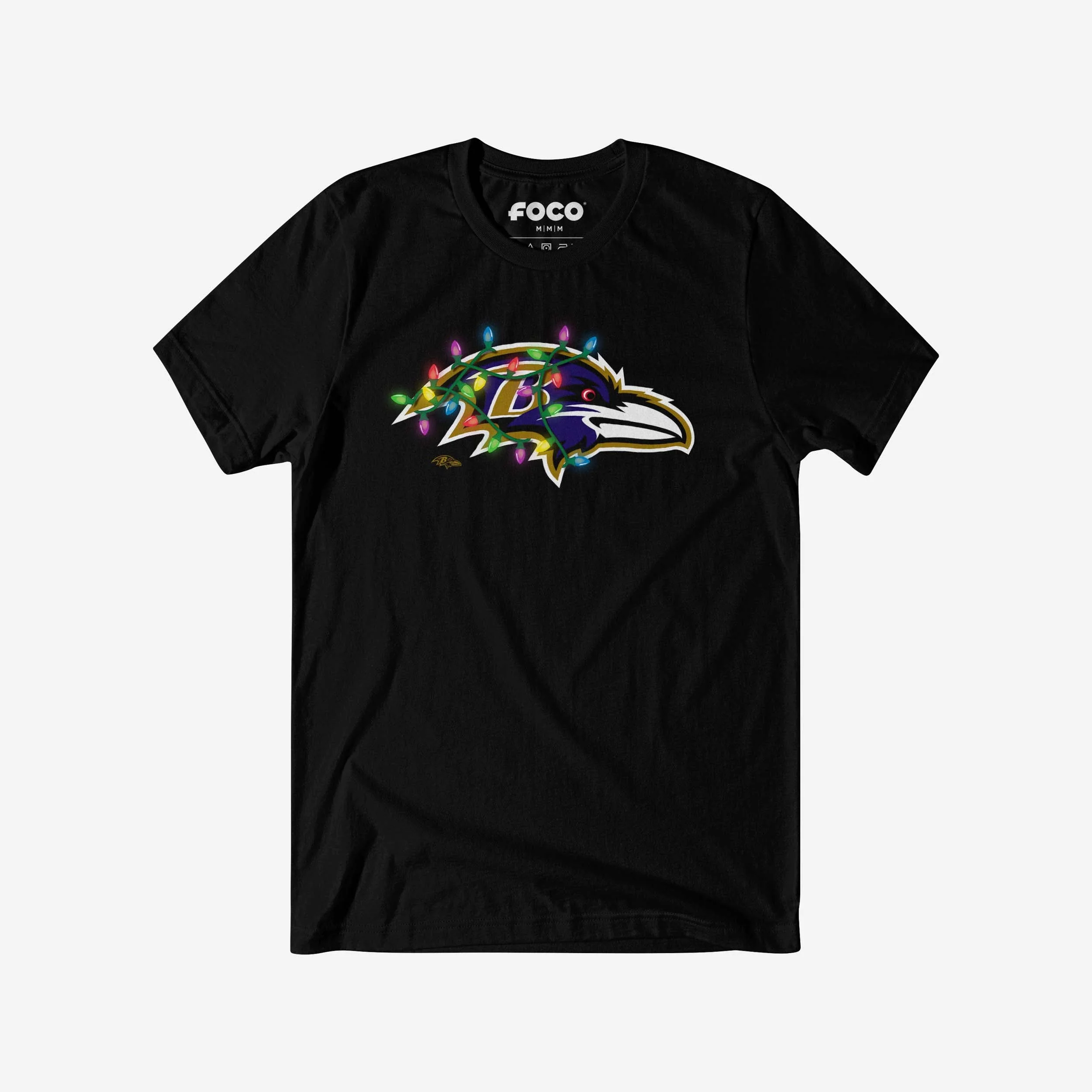 Baltimore Ravens Primary Logo Holiday Lights T-Shirt