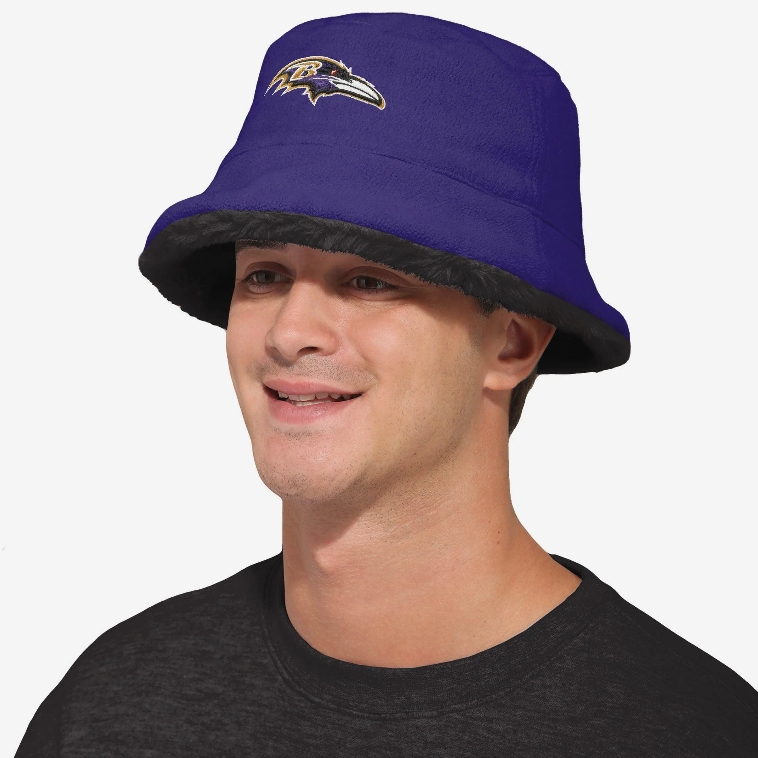 Baltimore Ravens Reversible Faux Fur Bucket Hat - Image 3
