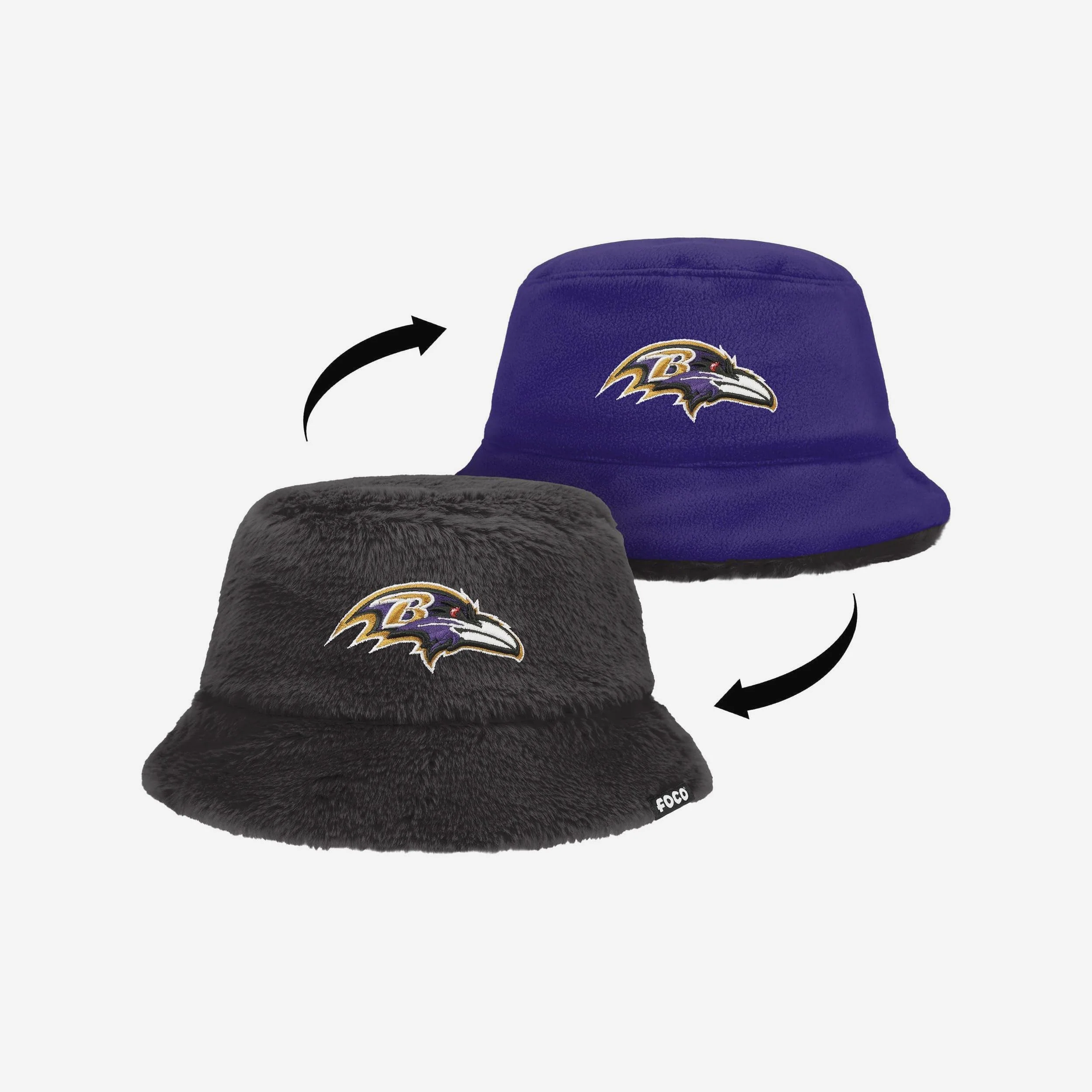 Baltimore Ravens Reversible Faux Fur Bucket Hat - Image 4