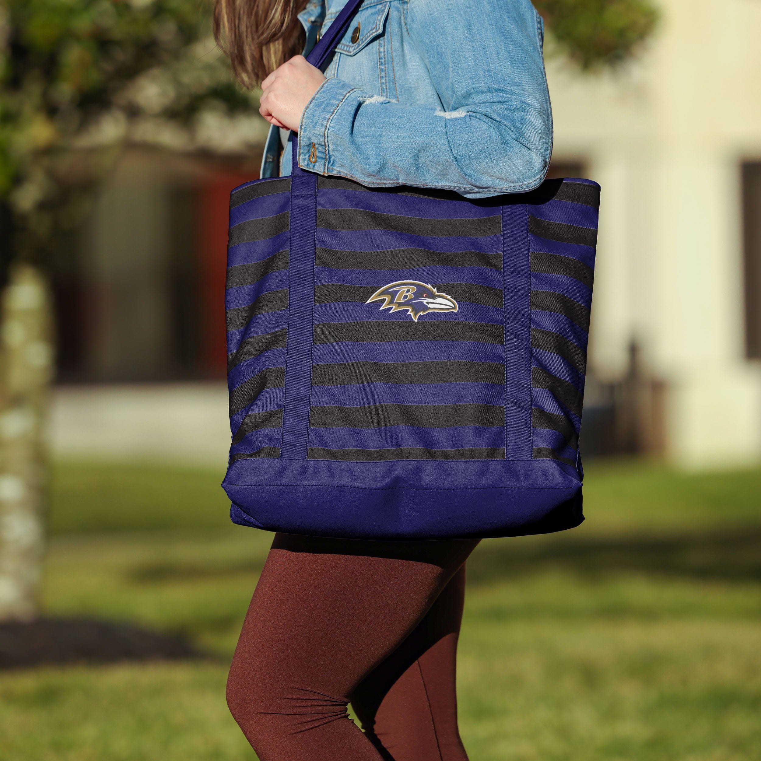 Baltimore Ravens Team Stripe Canvas Tote Bag - Image 3