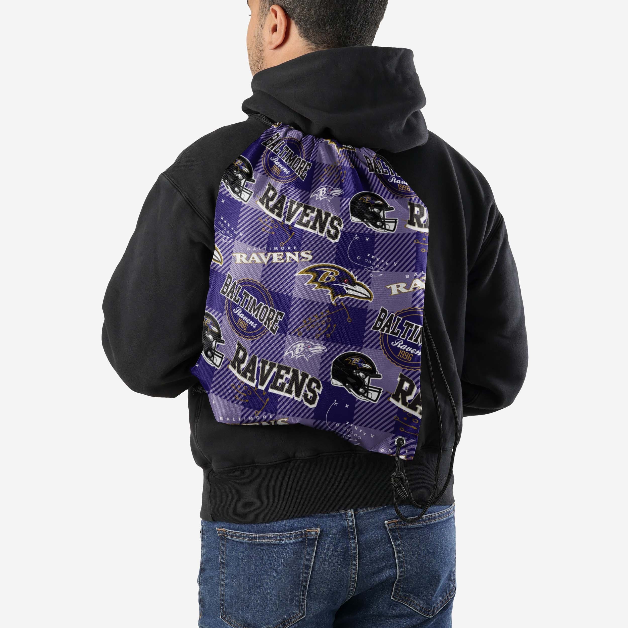 Baltimore Ravens Thematic Repeat Print Drawstring Backpack - Image 2