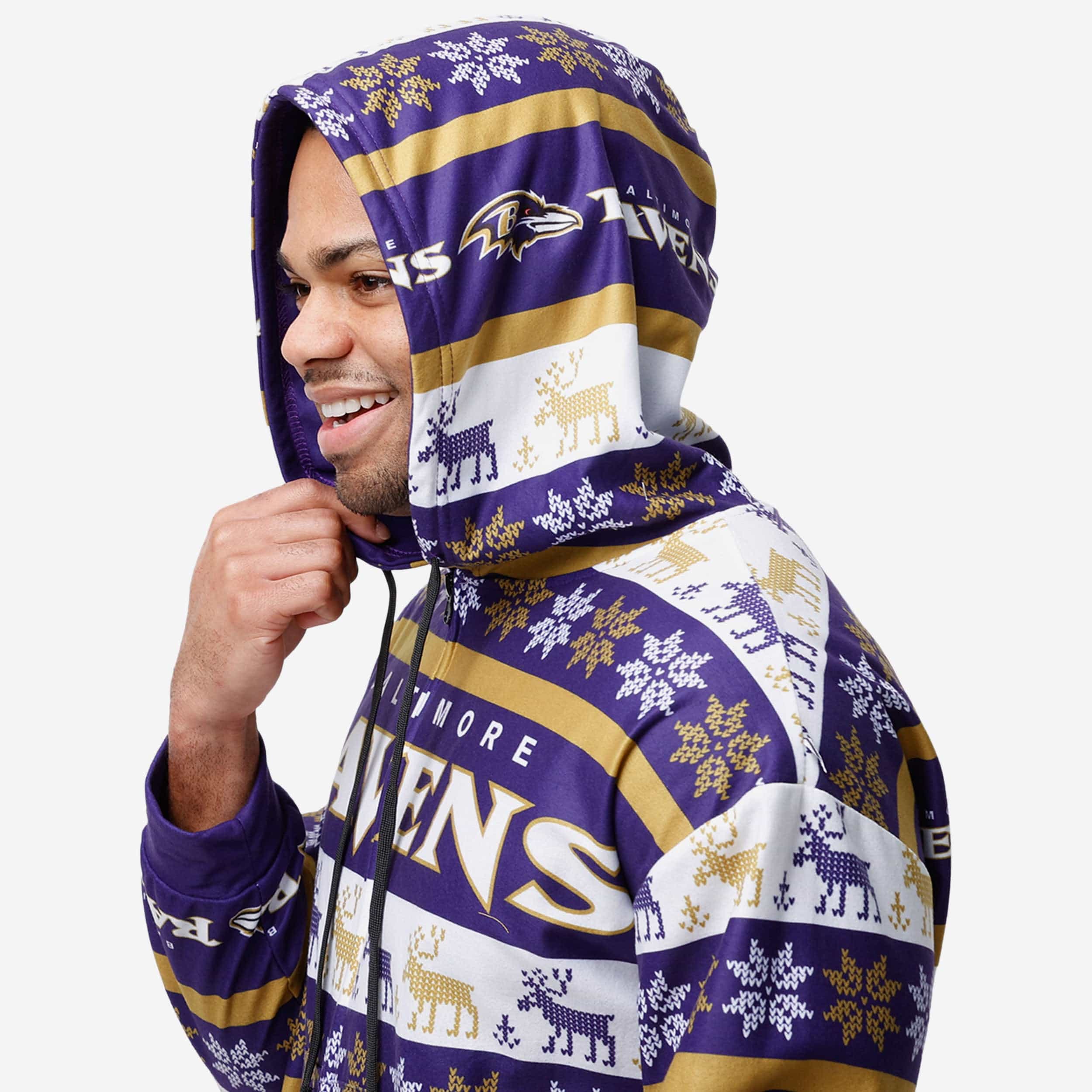 Baltimore Ravens Ugly Short One Piece Pajamas - Image 3