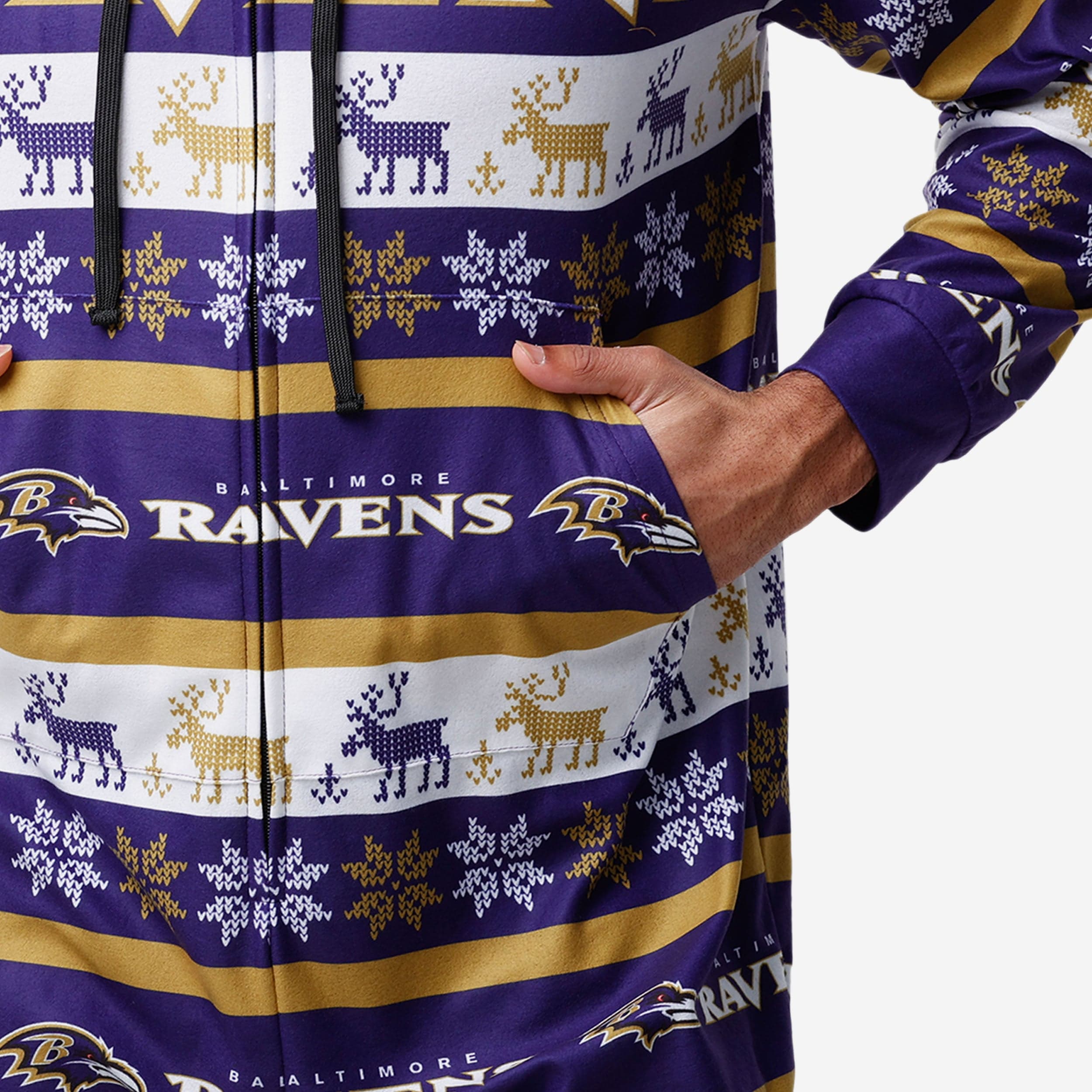 Baltimore Ravens Ugly Short One Piece Pajamas - Image 4