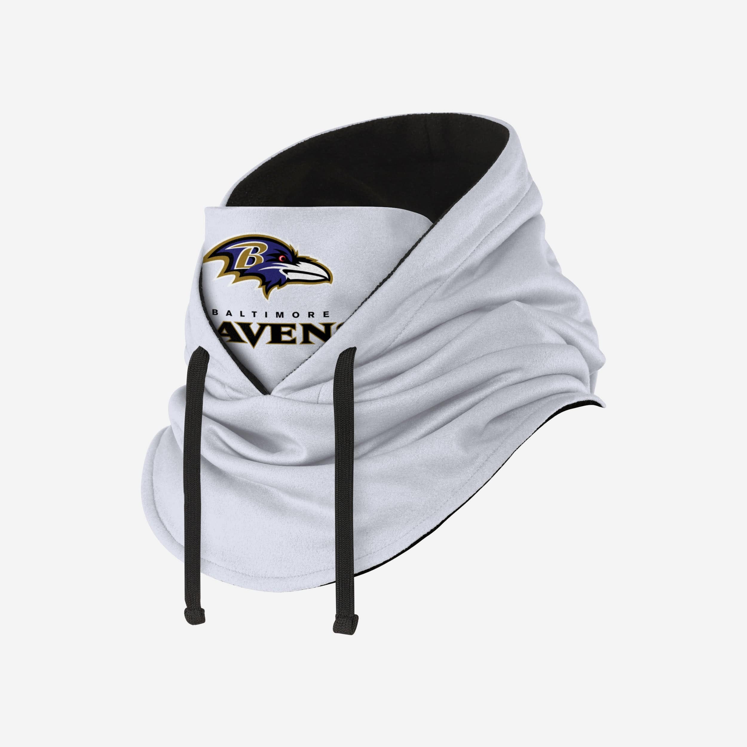 Baltimore Ravens White Drawstring Hooded Gaiter - Image 2