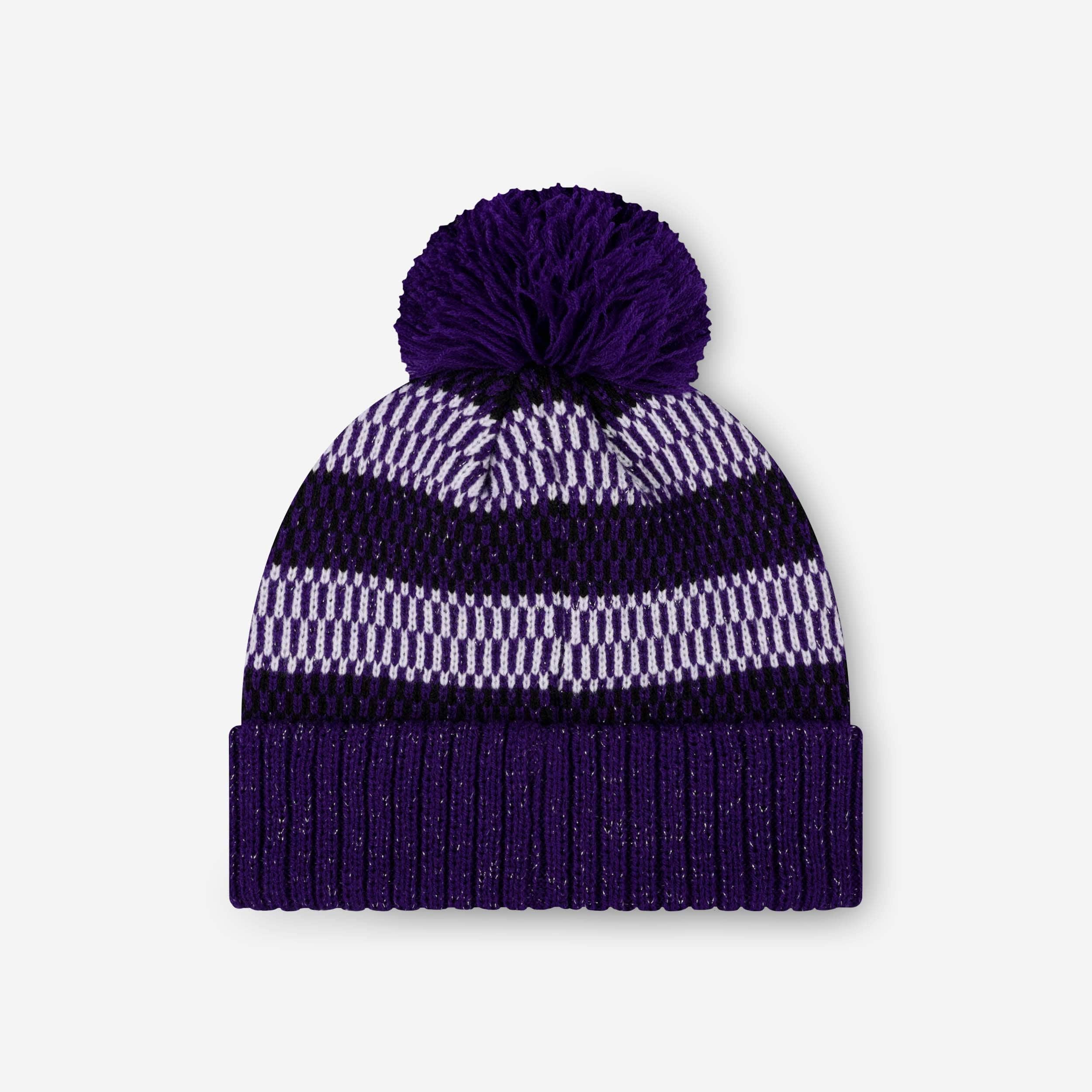 Baltimore Ravens Womens Cozy Knit Metallic Thread Pom Beanie - Image 2