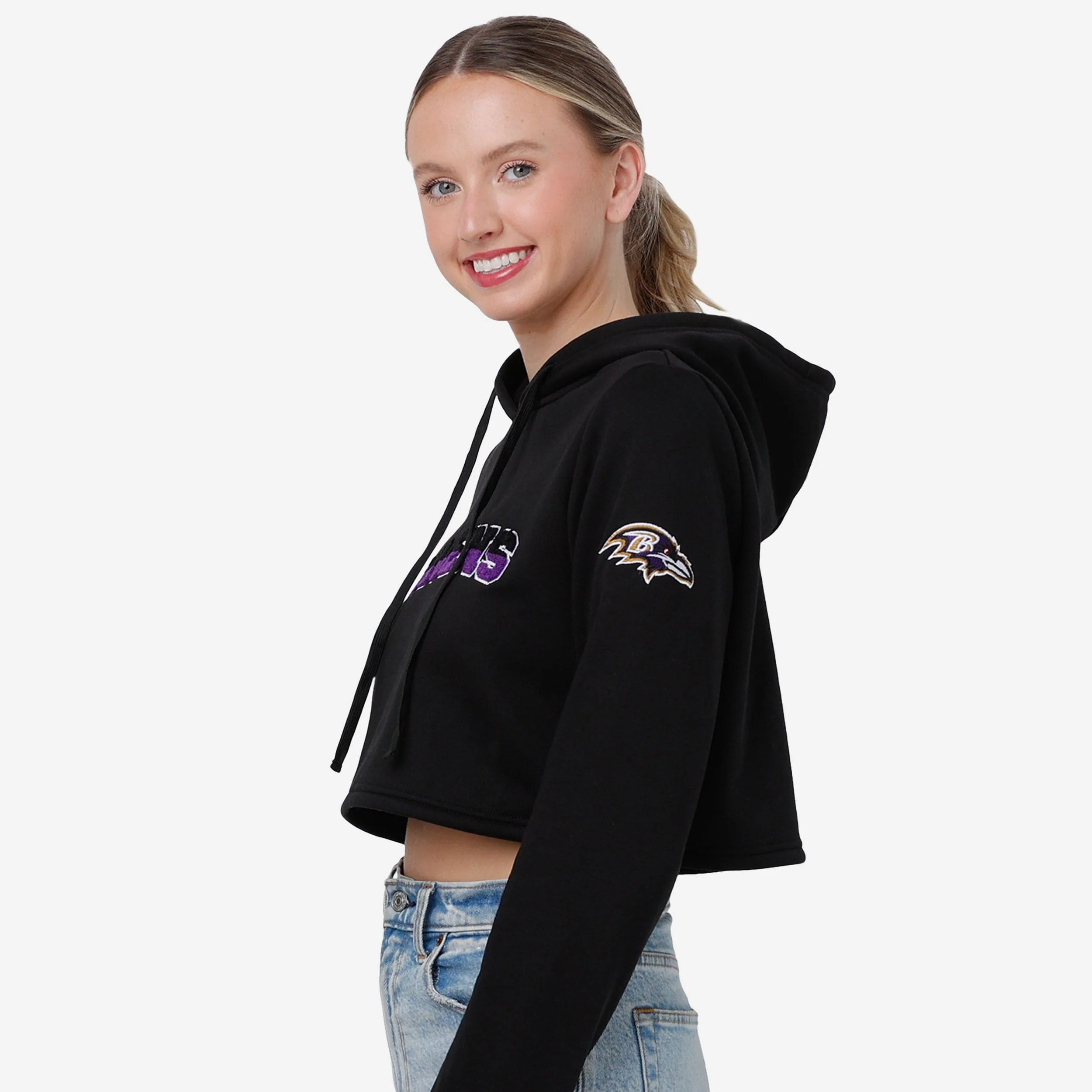 Baltimore Ravens Womens Cropped Chenille Hoodie - Image 4