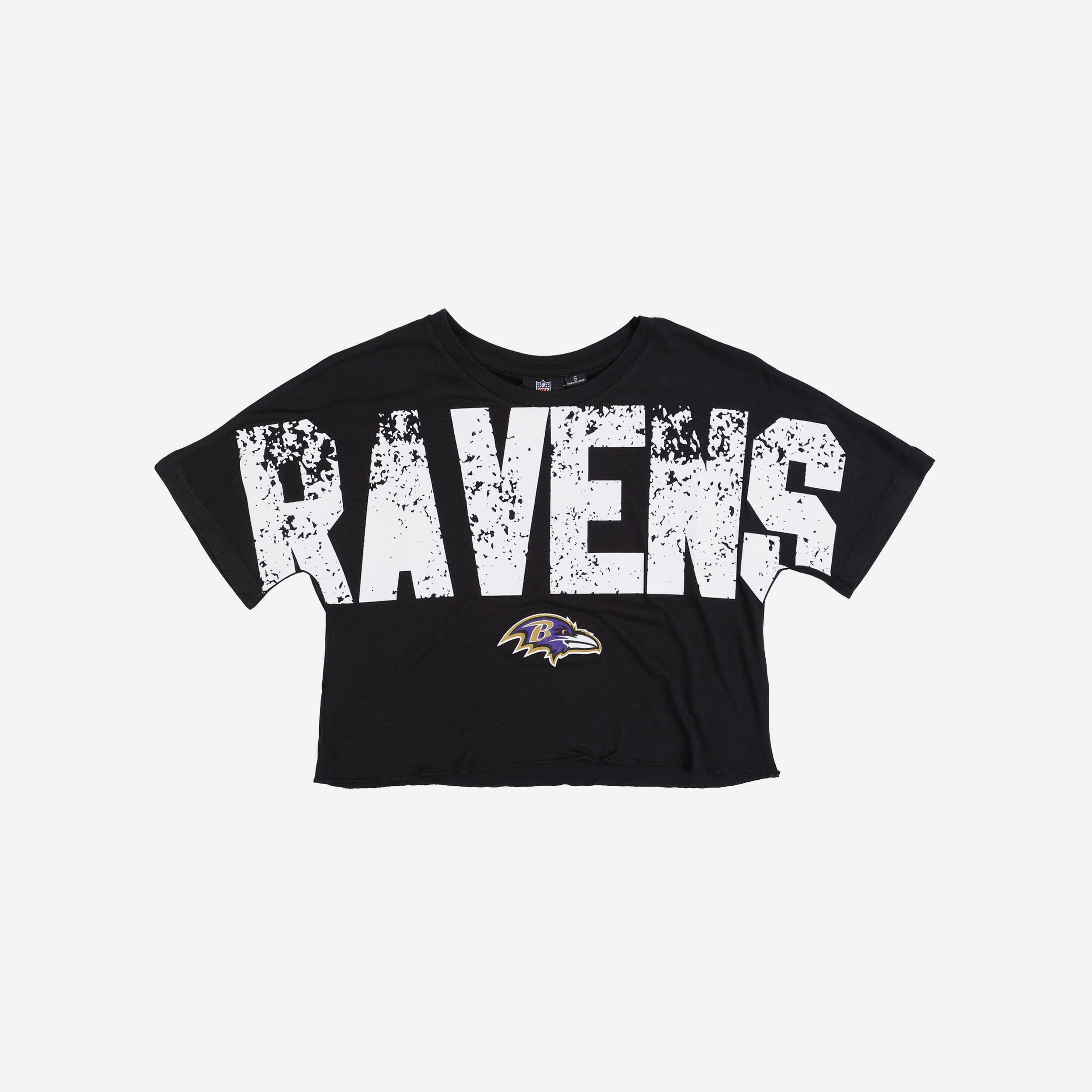 Baltimore Ravens Womens Distressed Wordmark Crop Top - Image 3